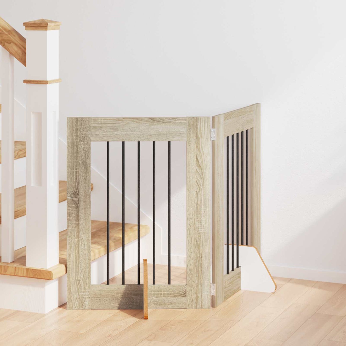 Hundegate med stender 2 pcs Sonoma eik 60 x 60 cm