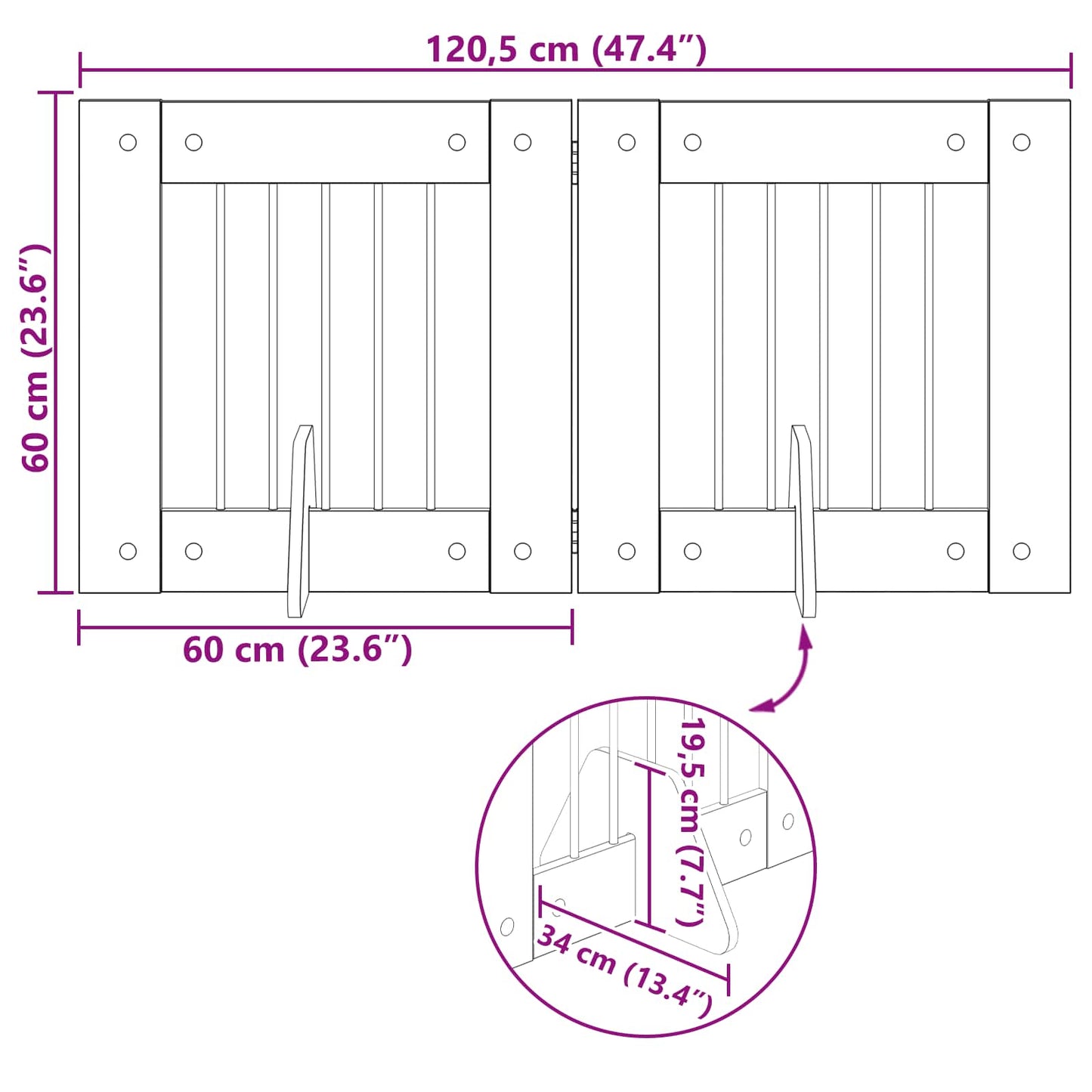 Hundegate med stender 2 pcs Sonoma eik 60 x 60 cm