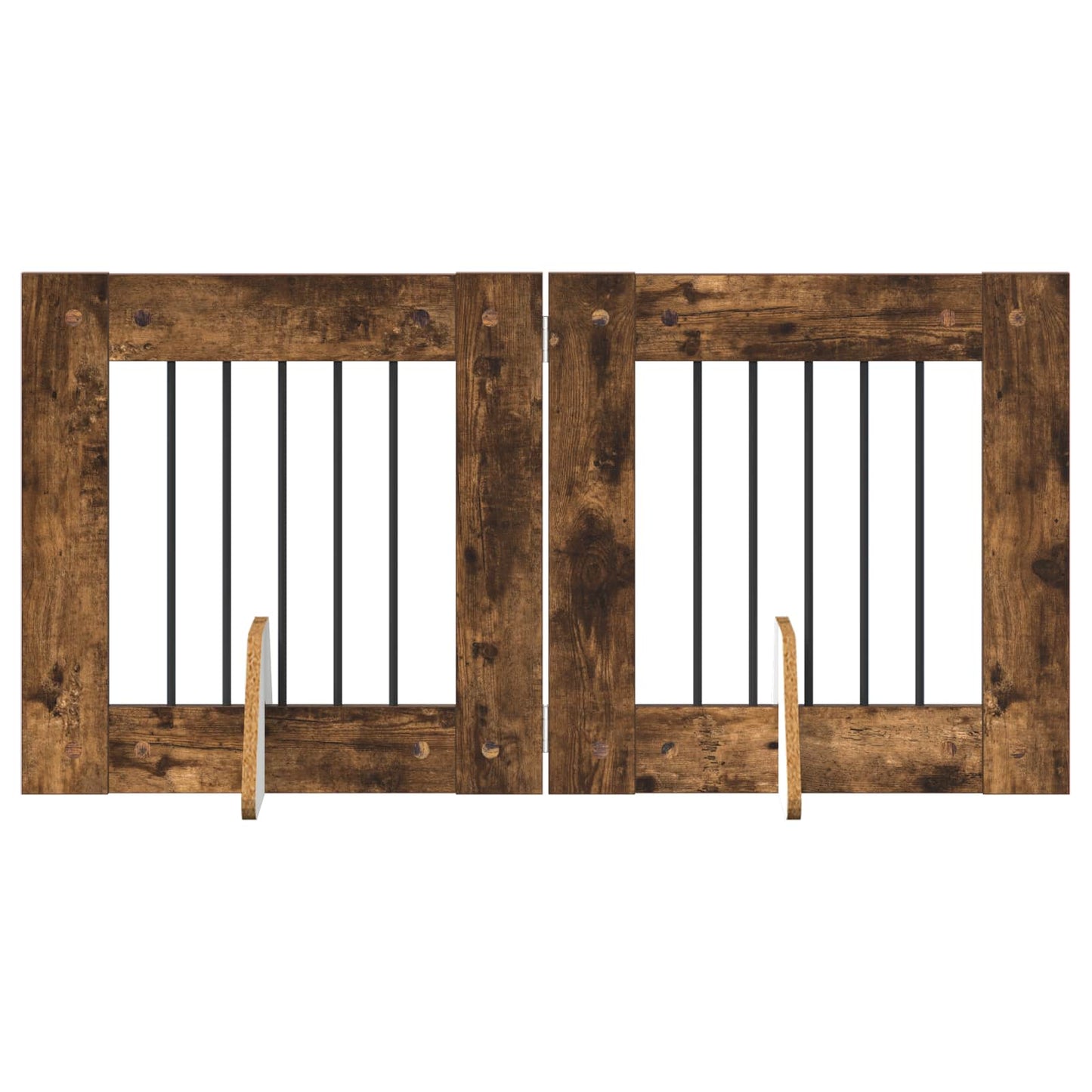 Foldbar hundegitter med stativer 2 pcs Røkt Eik 120,5 cm