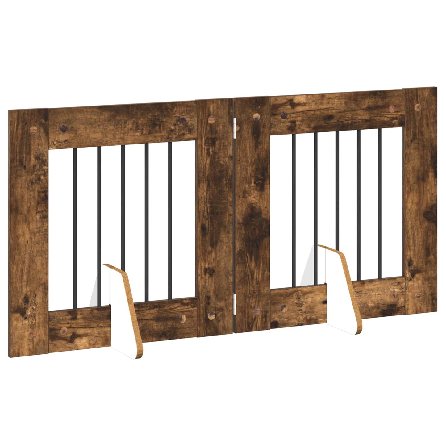 Foldbar hundegitter med stativer 2 pcs Røkt Eik 120,5 cm
