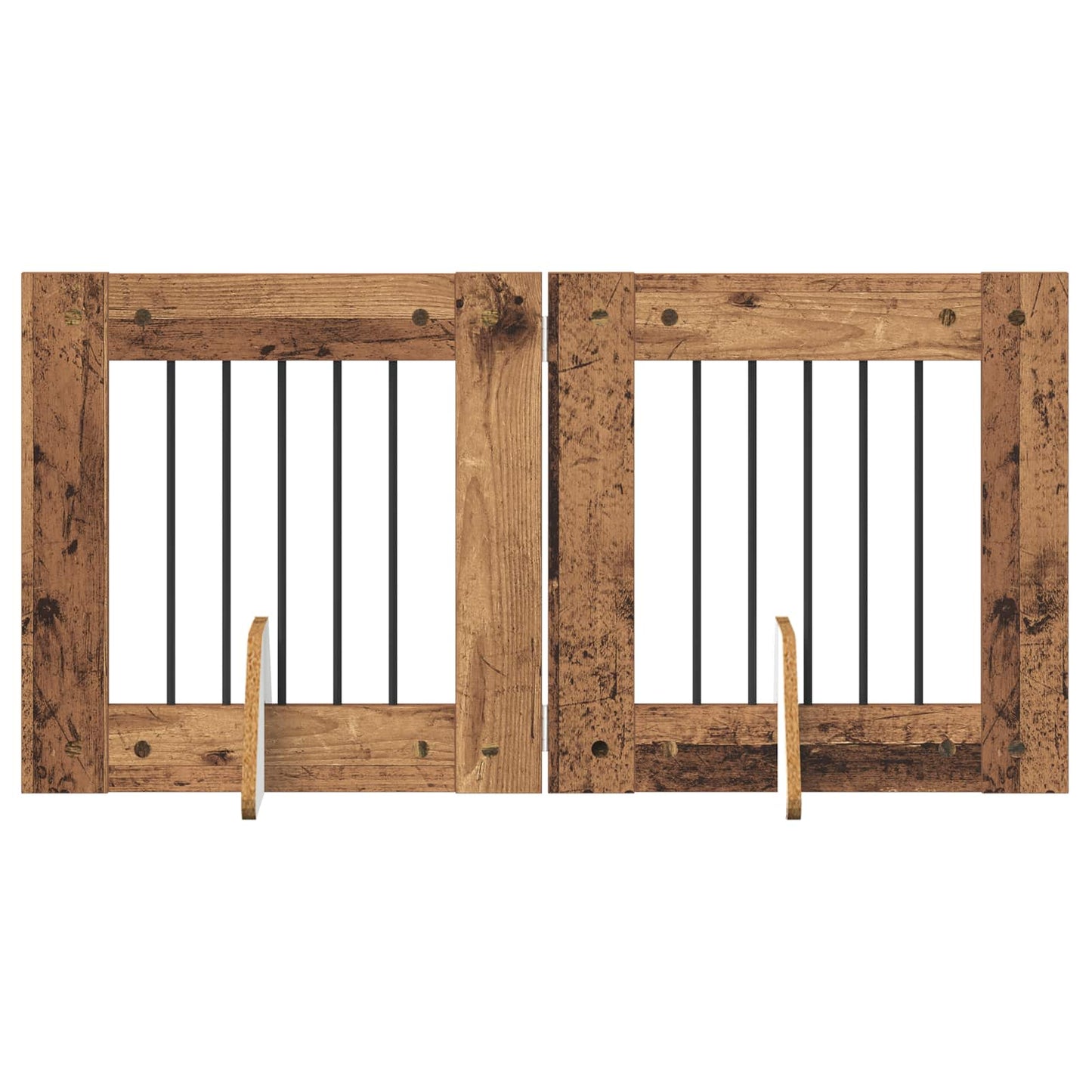 Foldbar hundegitter med stativer 2 pcs Gammelt tre 120,5 cm