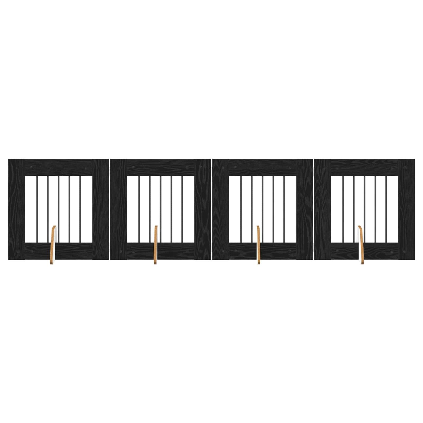 Foldbar hundegitter med stativer 4 pcs Svart eik 241 cm