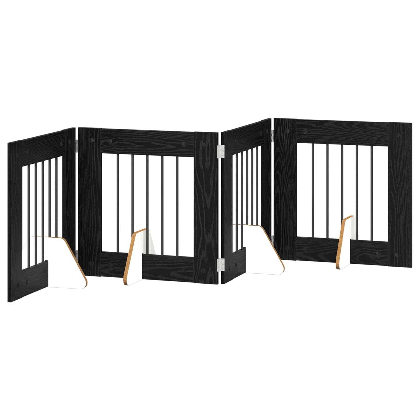 Foldbar hundegitter med stativer 4 pcs Svart eik 241 cm