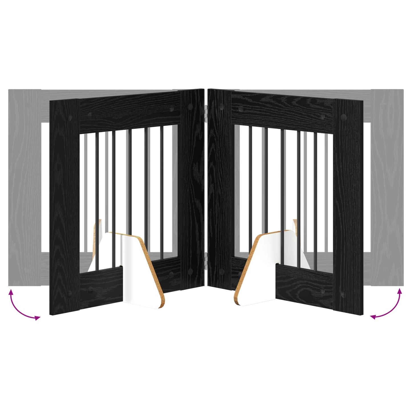 Foldbar hundegitter med stativer 4 pcs Svart eik 241 cm