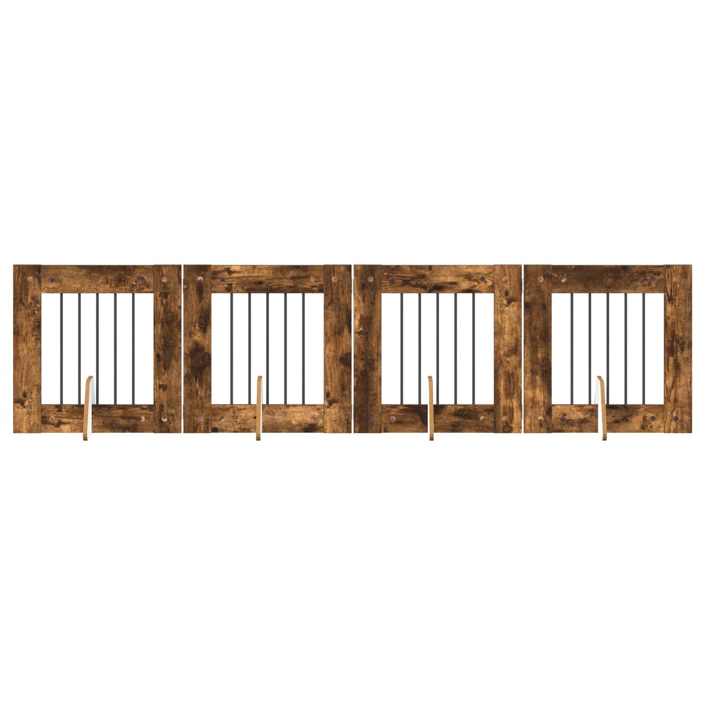 Foldbar hundegitter med stativer 4 pcs Røkt Eik 241 cm