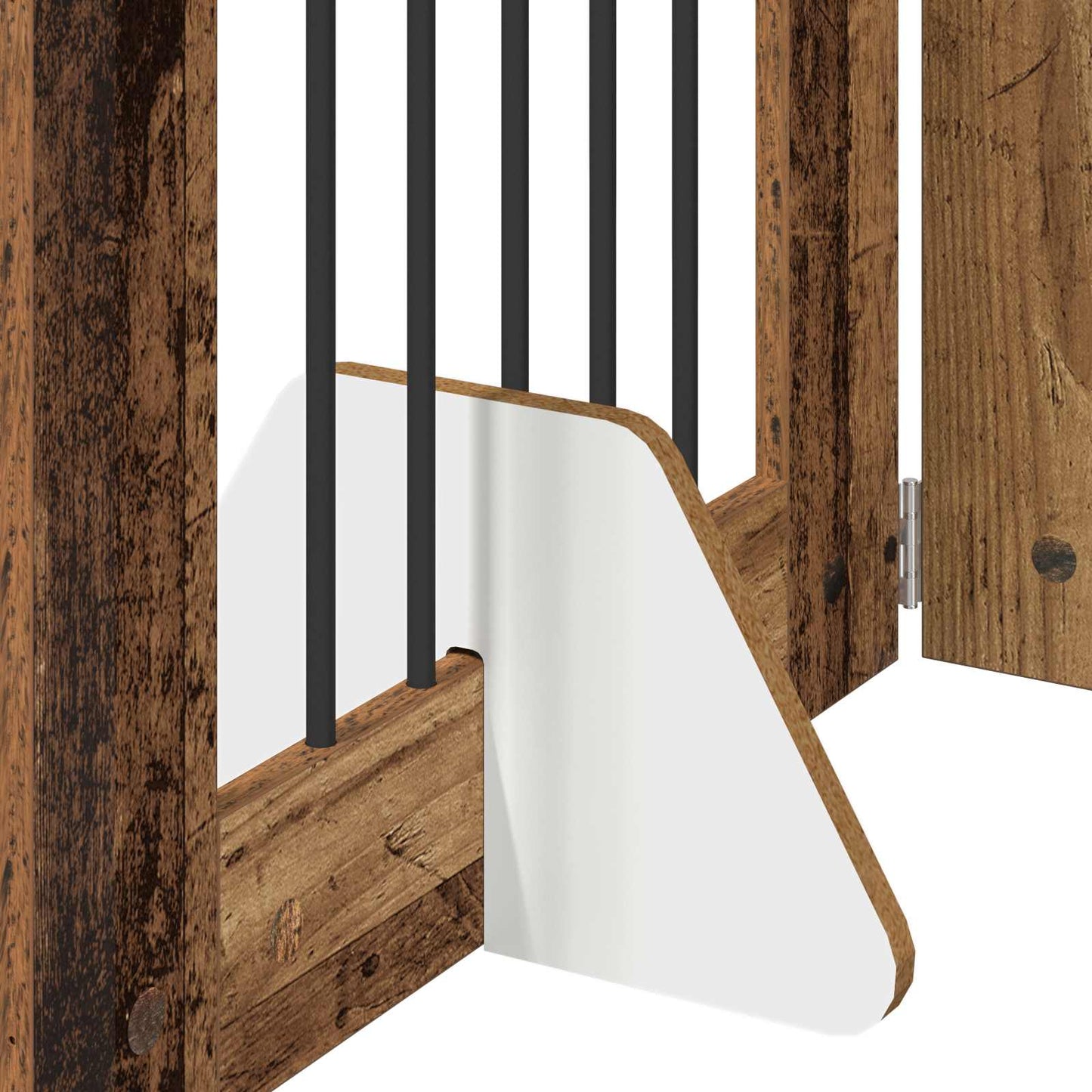 Foldbar hundegitter med stativer 4 pcs Gammelt tre 241 cm