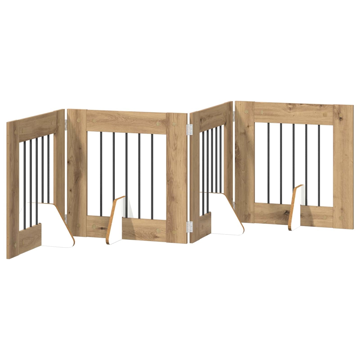 Foldbar hundegitter med stativer 4 pcs Artisan eik 241 cm