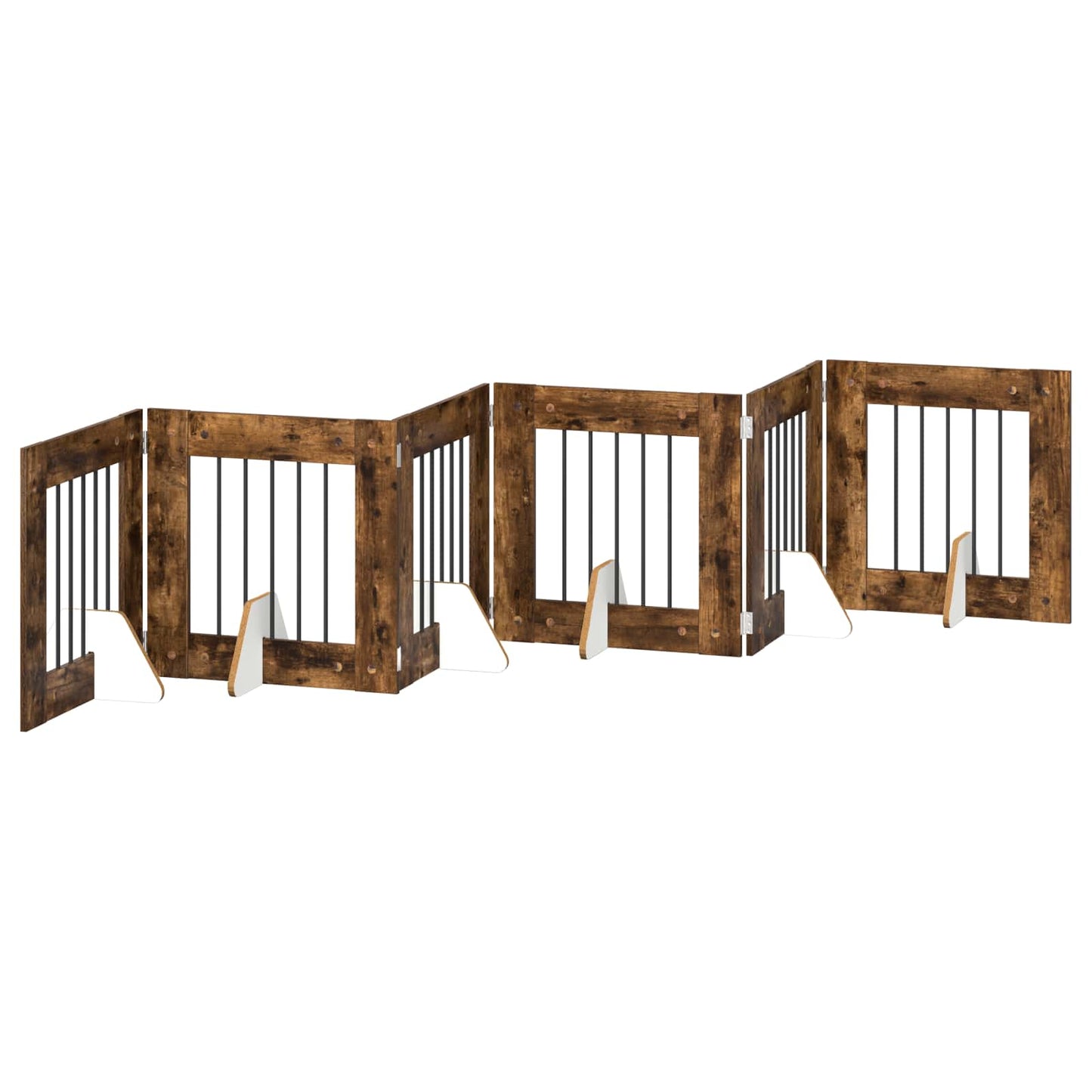 Foldbar hundegitter med stativer 6 pcs Røkt Eik 362 cm