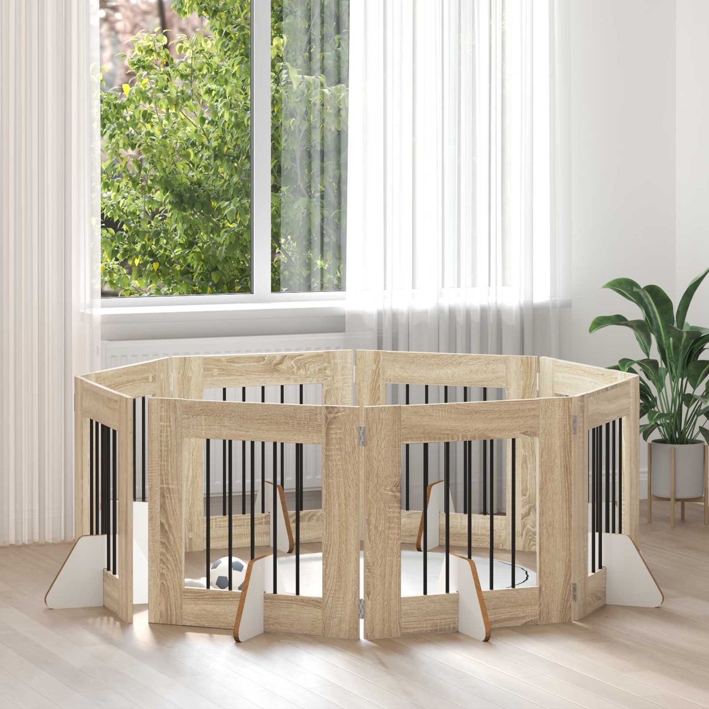 Hundegate med stender 8 pcs Sonoma eik 60 x 60 cm