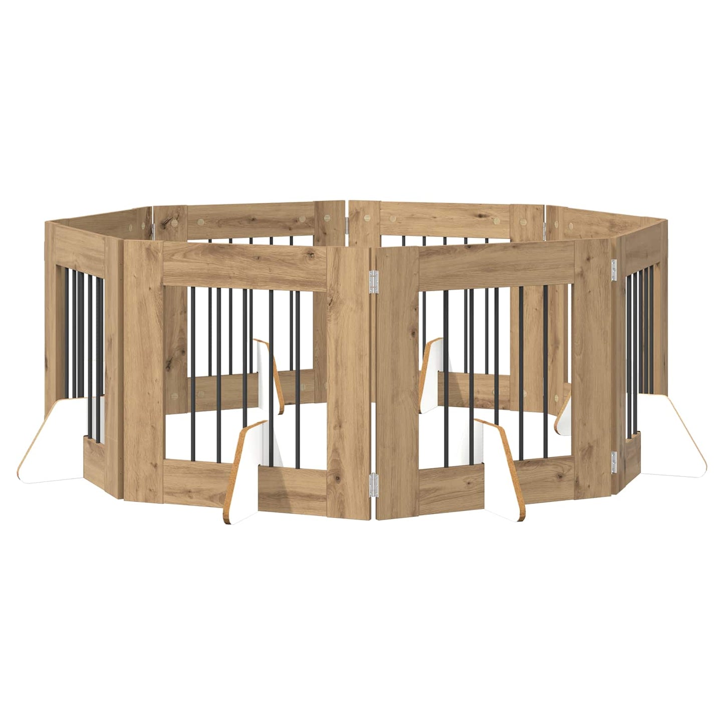 Foldbar hundegitter med stativer 8 pcs Artisan eik 60 cm