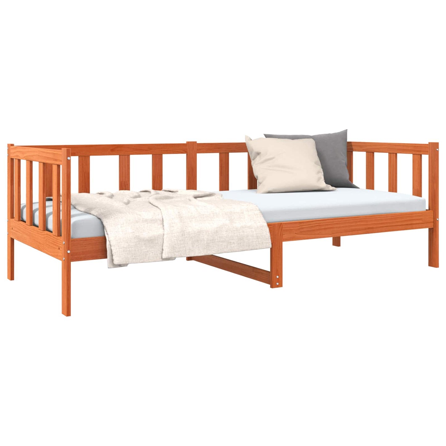 Sengestamme med hodegjerde Vokset Brun 90 x 190 cm Massiv furu