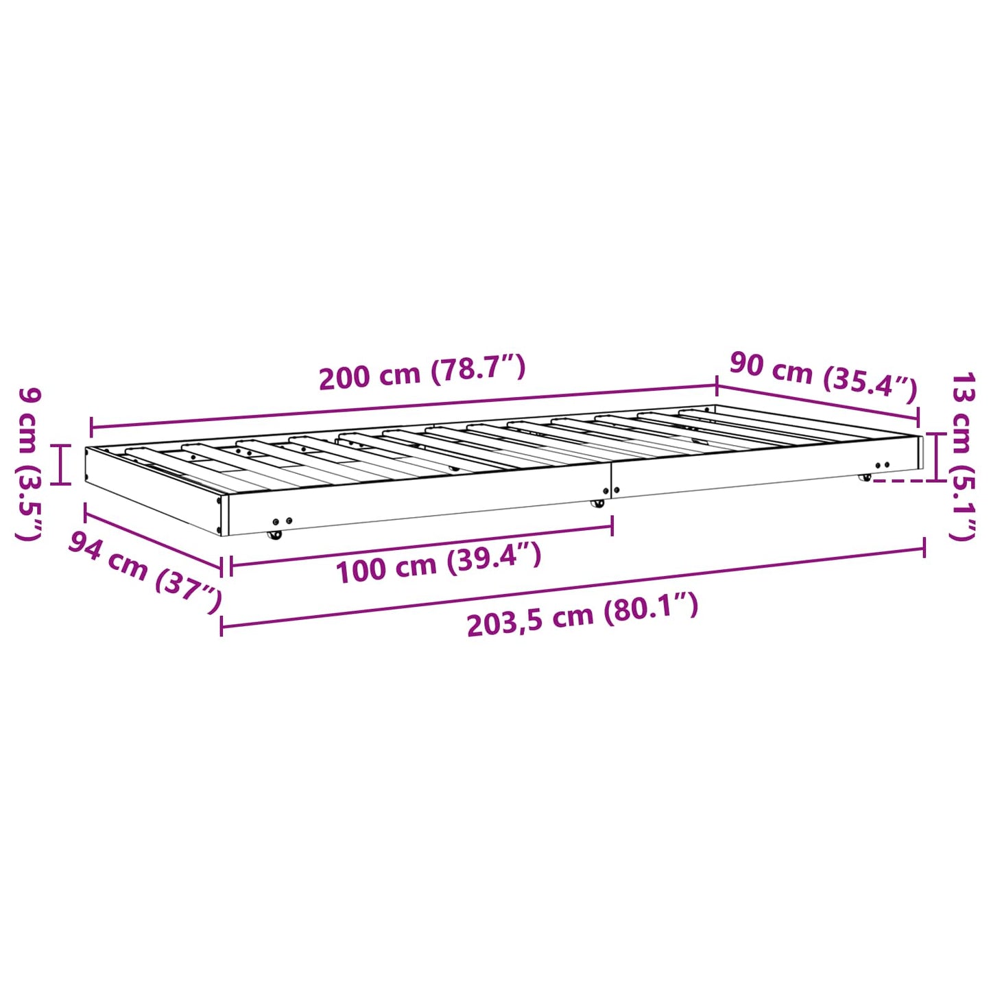 Sengestamme Vokset Brun 90 x 200 cm Massiv furu