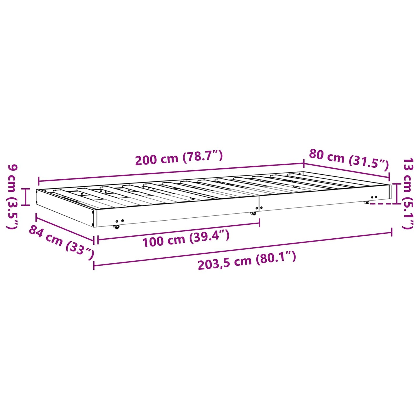 Sengestamme Vokset Brun 80 x 200 cm Massiv furu