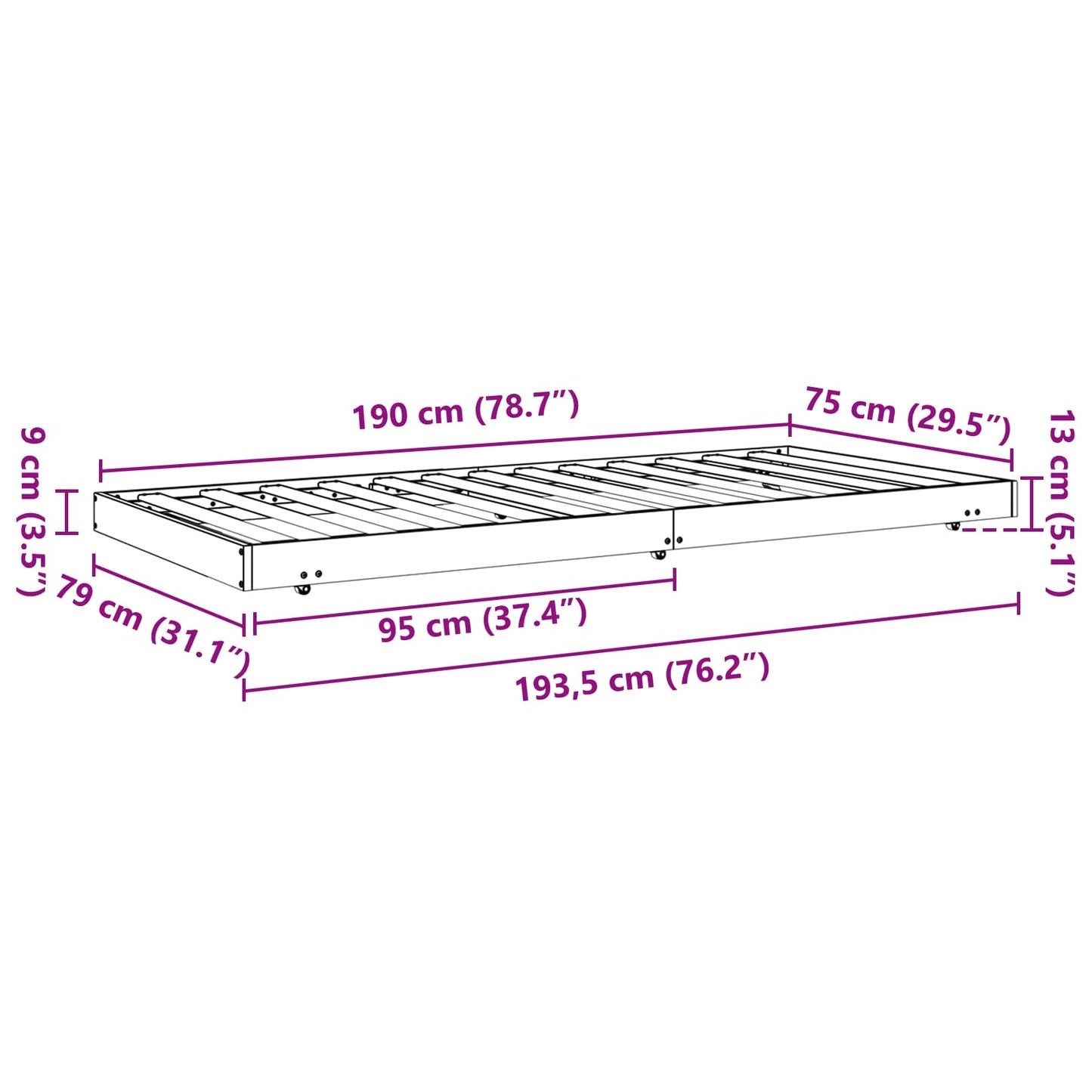Sengestamme Vokset Brun 70 x 190 cm Massiv furu