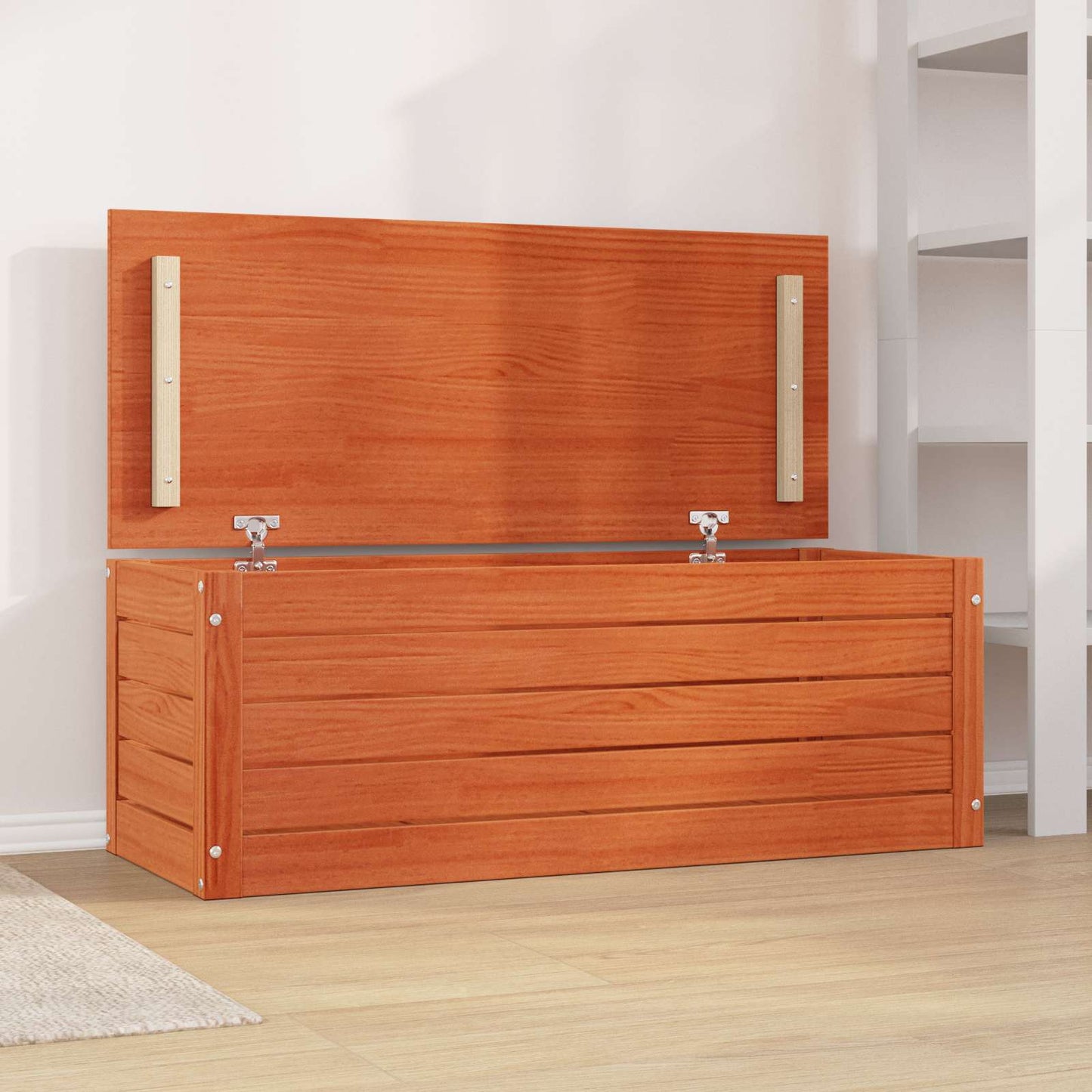 Lagringsboks med dør Vokset Brun 109 x 36,5 x 33 cm Massiv furu