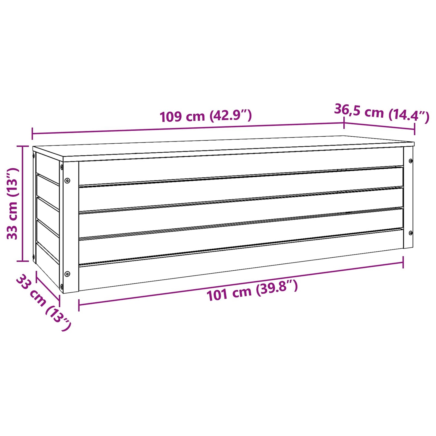 Lagringsboks med dør Vokset Brun 109 x 36,5 x 33 cm Massiv furu