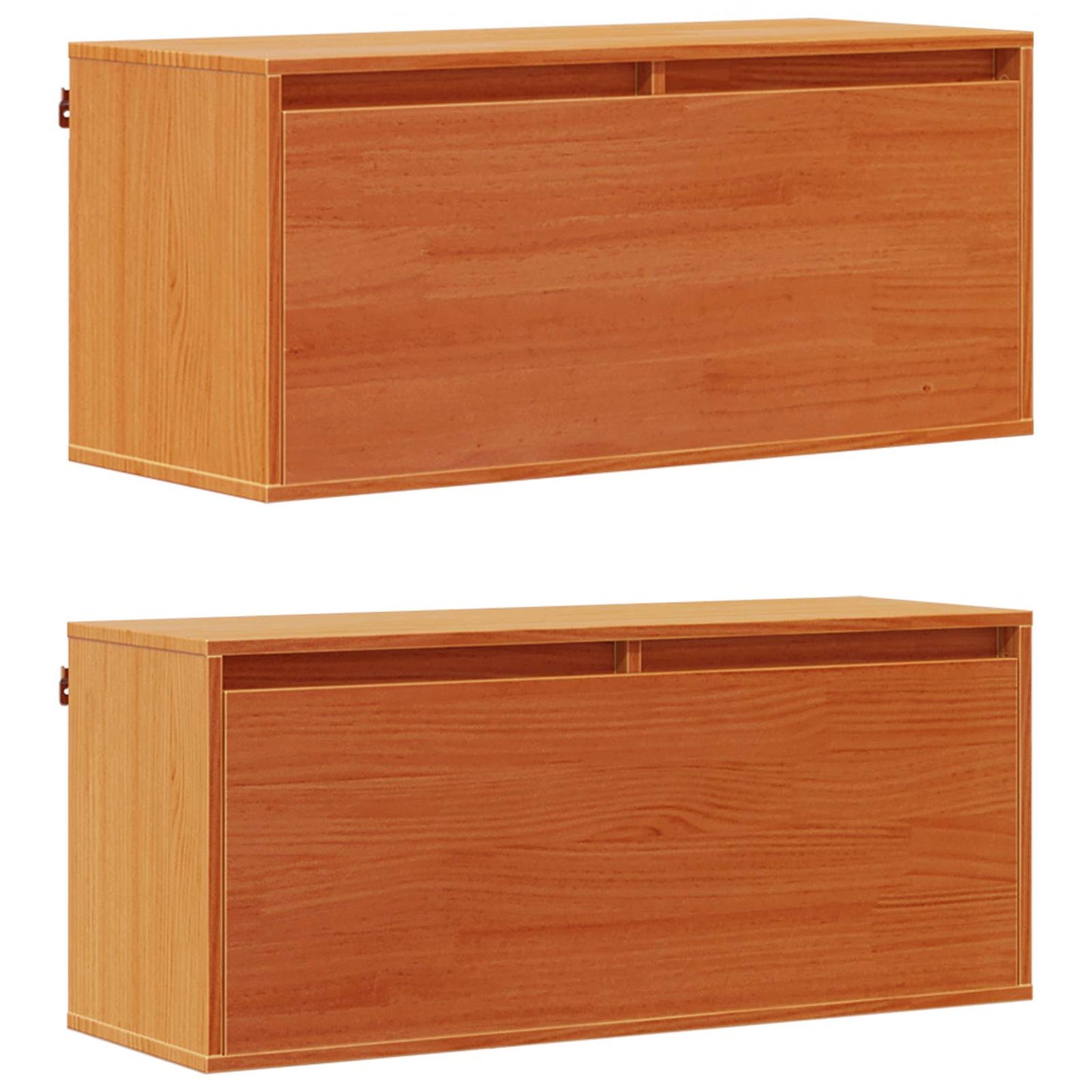 Veggskap med dør 2 pcs Vokset Brun 80 x 30 x 35 cm Massiv furu