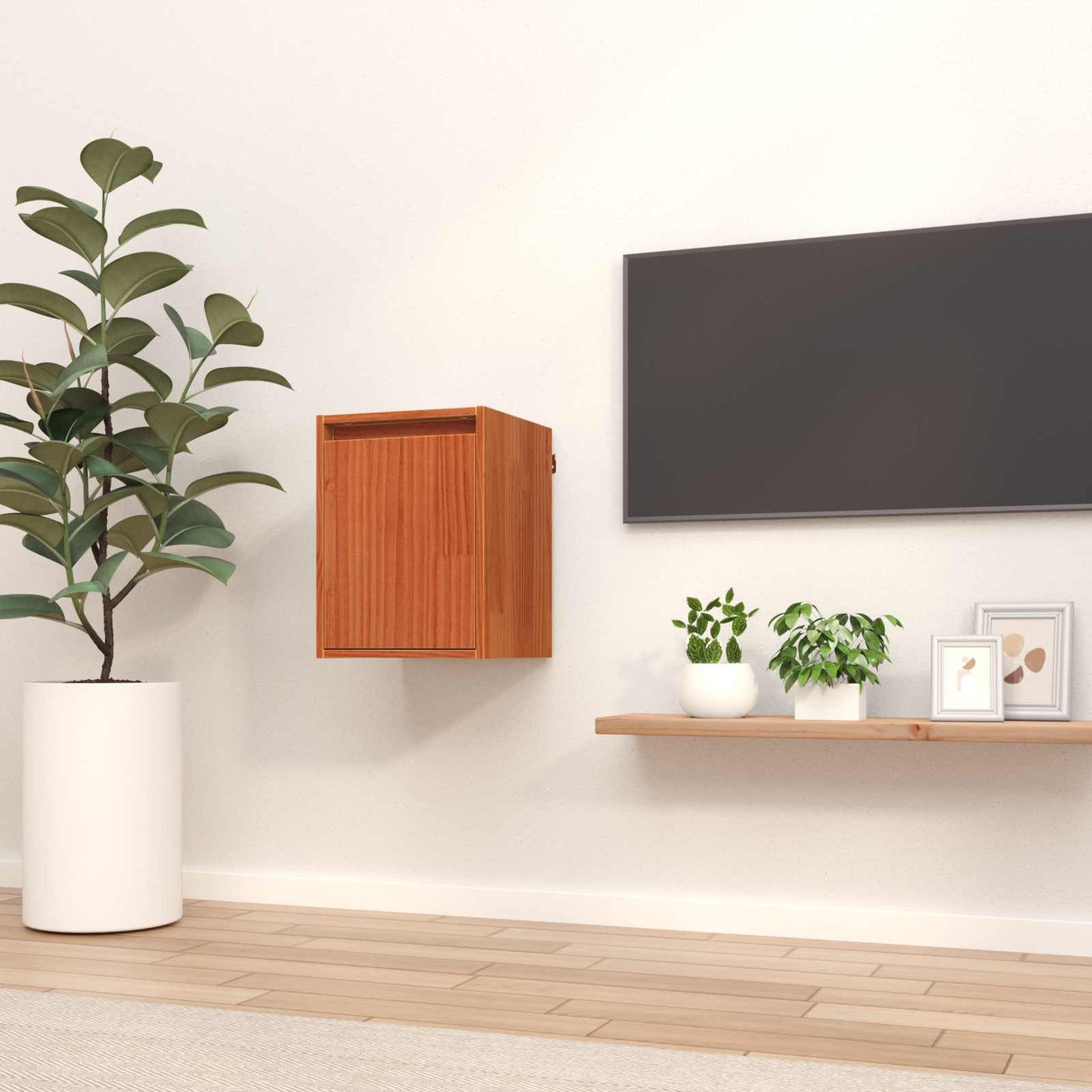 Veggskap Veggmontert Vokset Brun 30 x 30 x 40 cm Massiv furu
