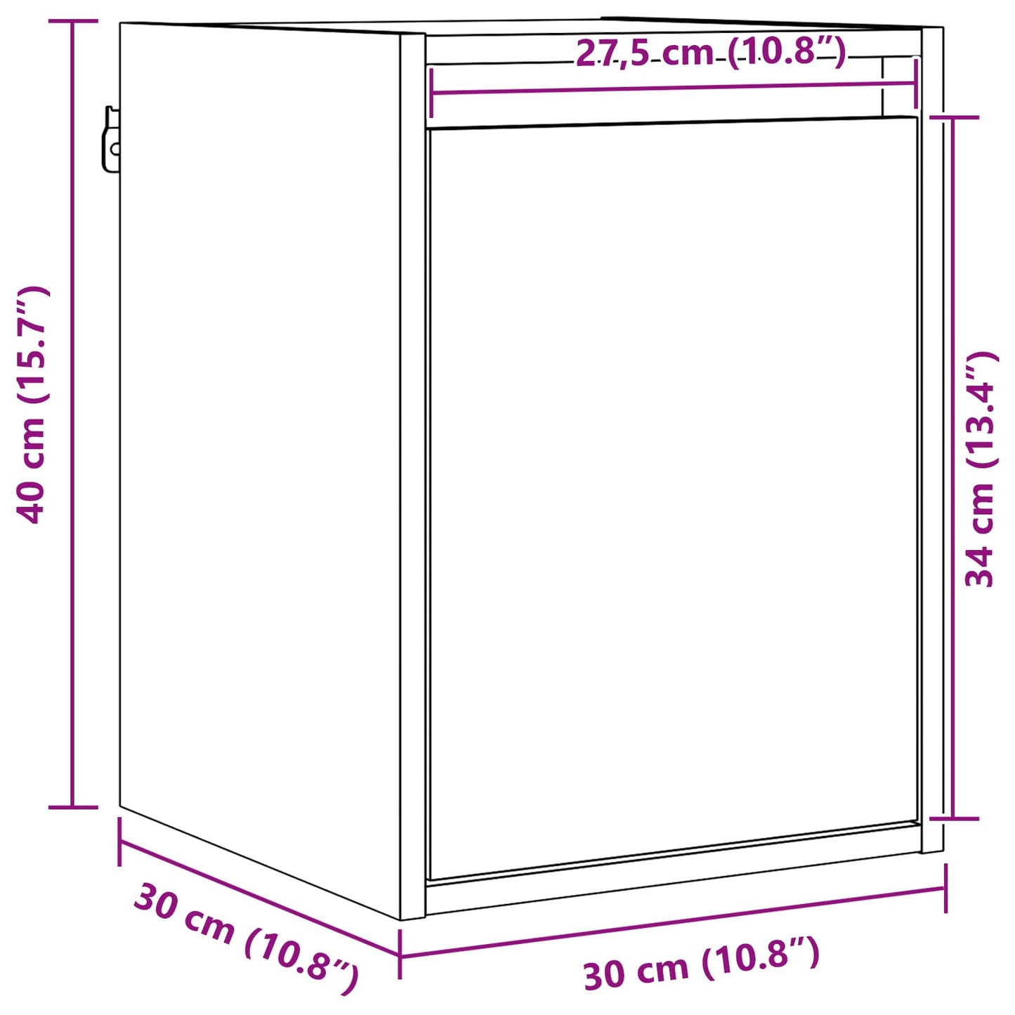 Veggskap Veggmontert Vokset Brun 30 x 30 x 40 cm Massiv furu