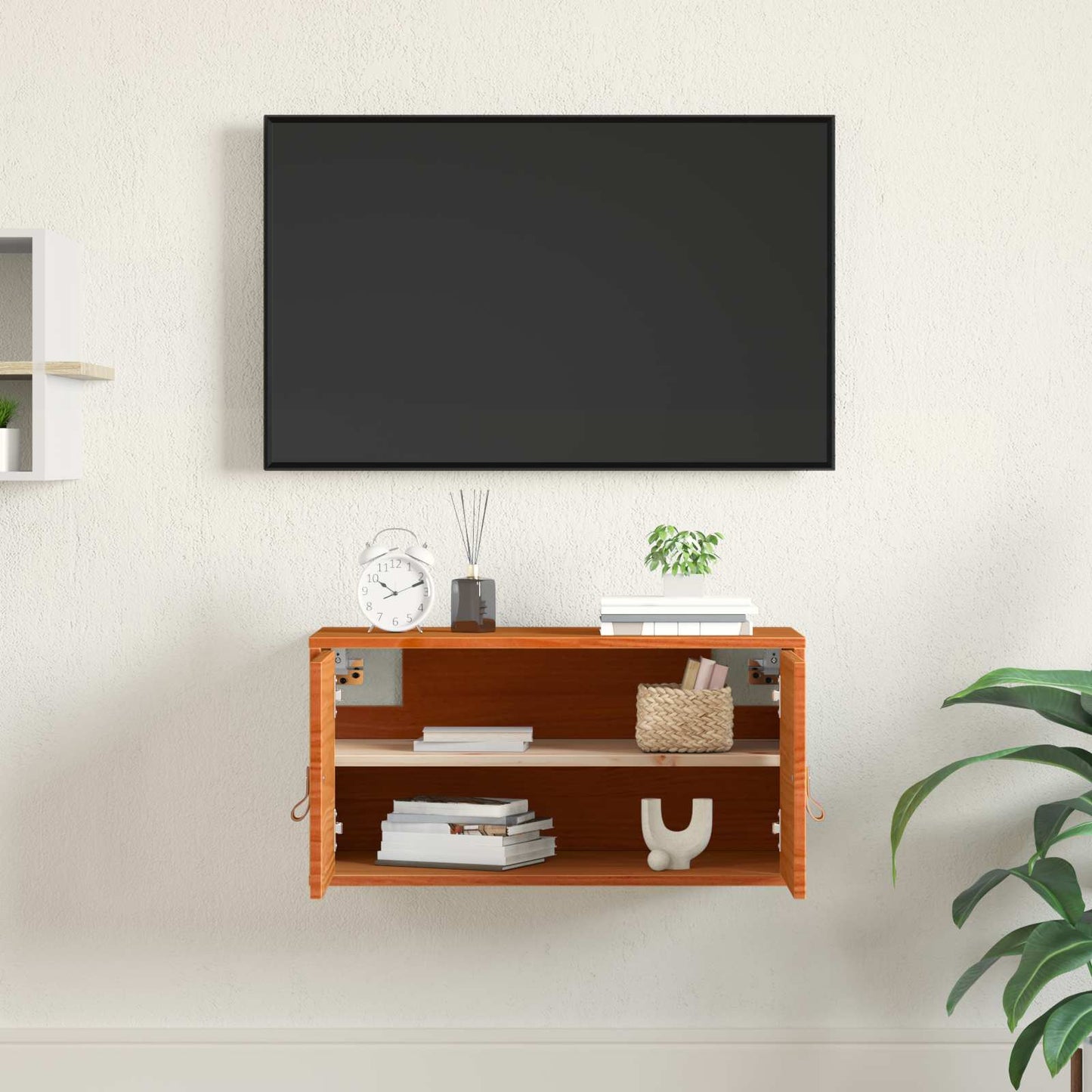 Veggskap med hylle Vokset Brun 60 x 30 x 30 cm Massiv furu
