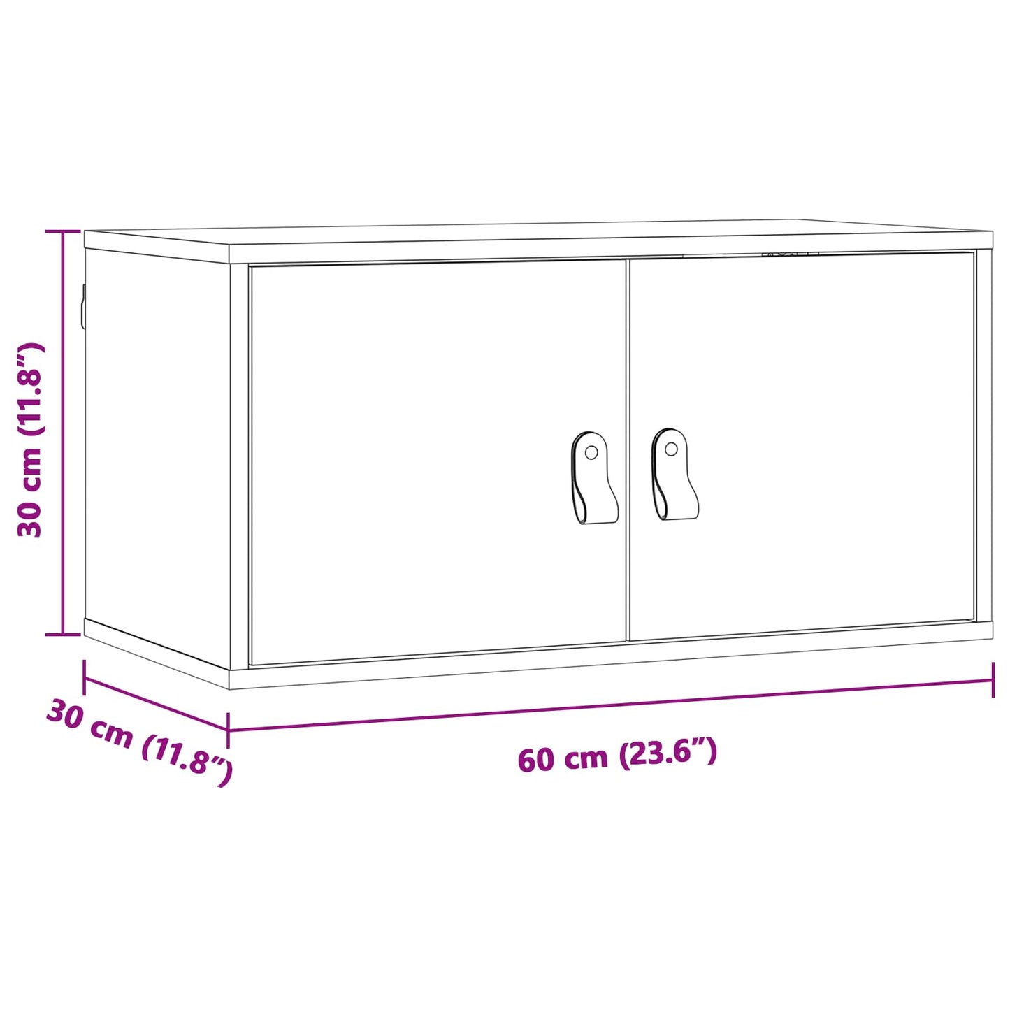 Veggskap med hylle Vokset Brun 60 x 30 x 30 cm Massiv furu