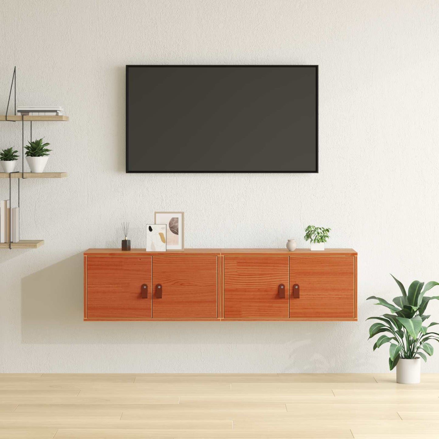 Veggskap med dør 2 pcs Vokset Brun 60 x 30 x 30 cm Massiv furu