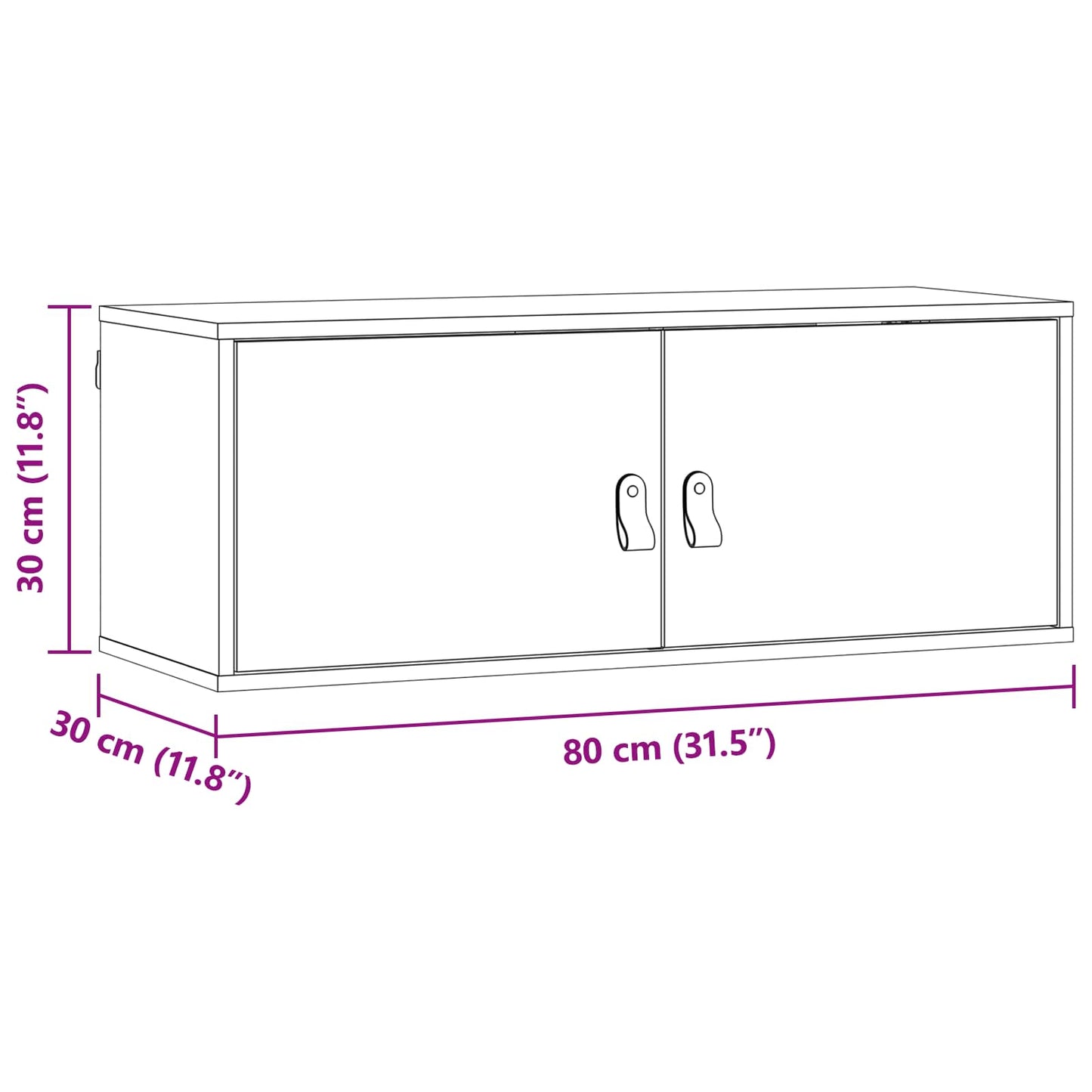 Veggskap med hylle Vokset Brun 80 x 30 x 30 cm Massiv furu