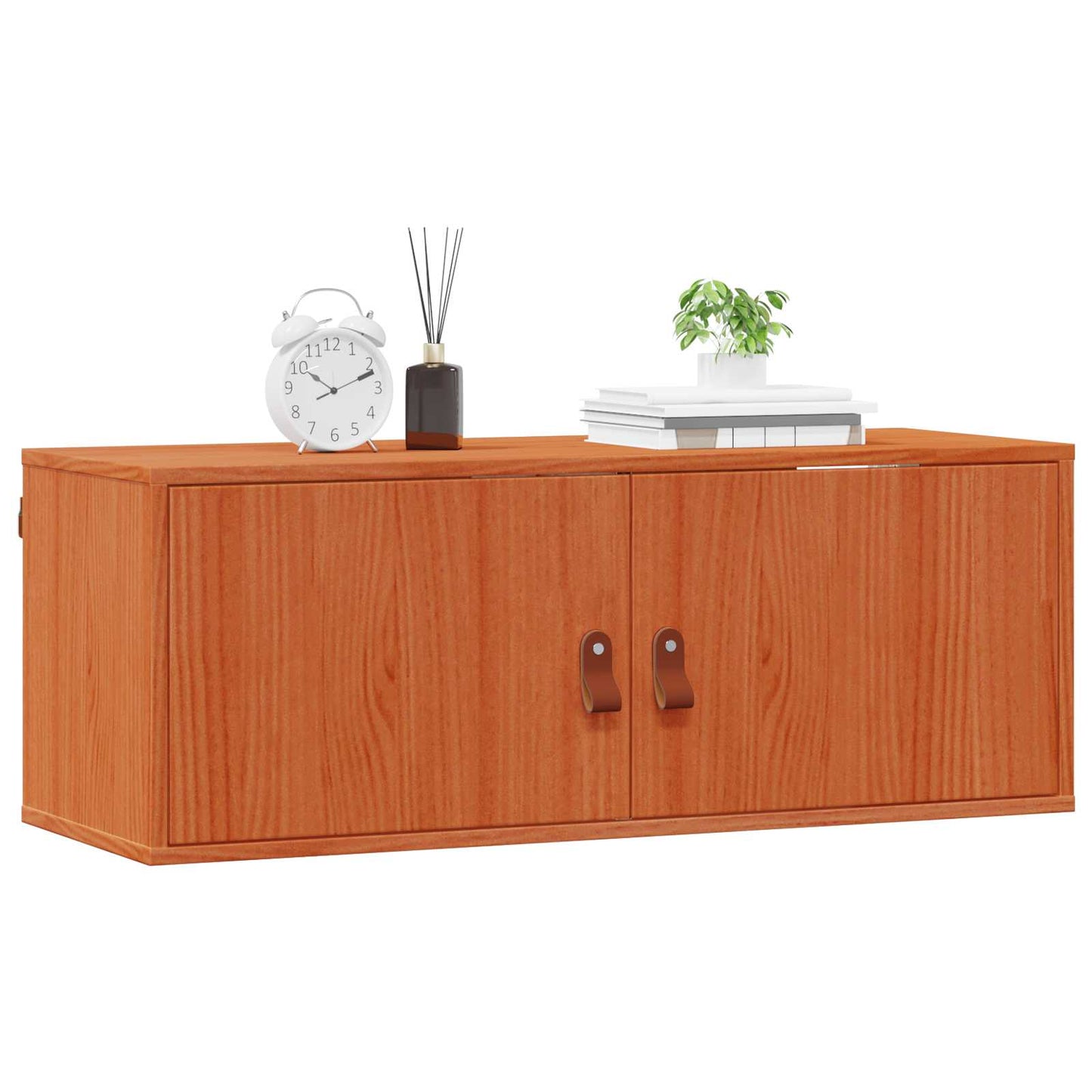 Veggskap med dør 2 pcs Vokset Brun 80 x 30 x 30 cm Massiv furu