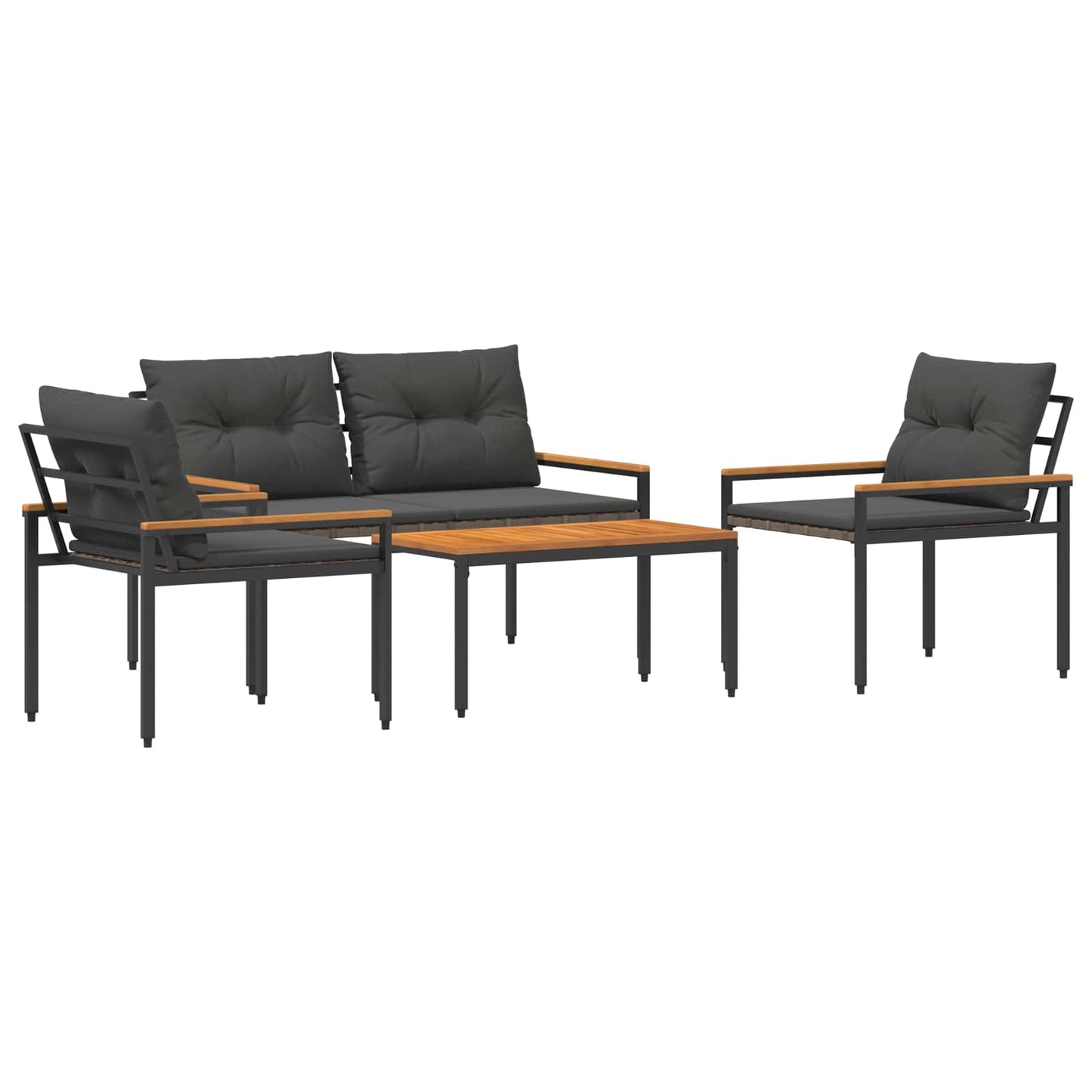 Utemøbelsett 4 pcs Mørkegrå polyrotting