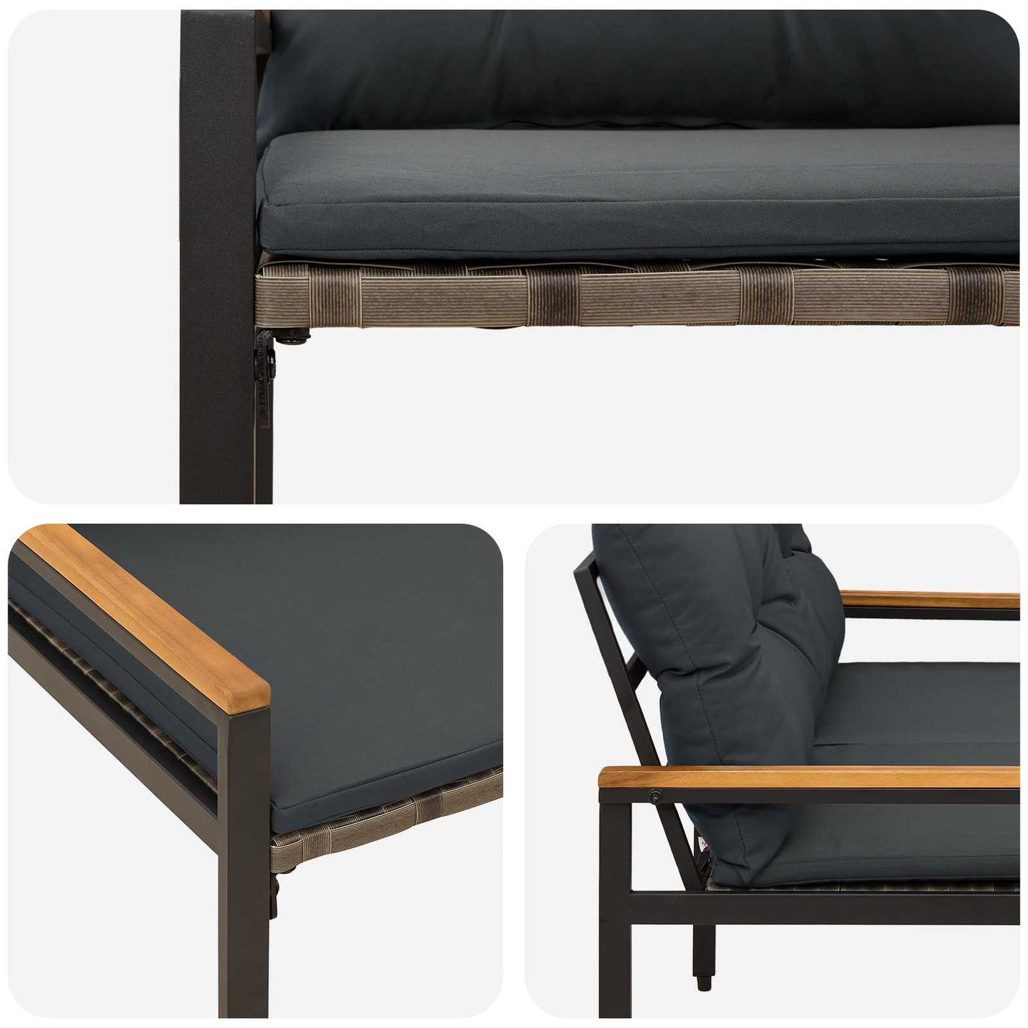 Utendørs benk 2 -Seater 116 x 67,5 x 72 cm polyrotting Mørkegrå