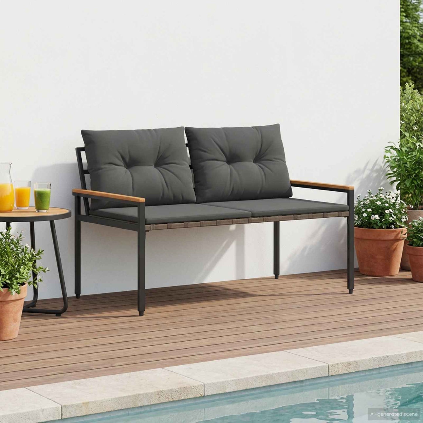 Utendørs benk 2 -Seater 116 x 67,5 x 72 cm polyrotting Mørkegrå