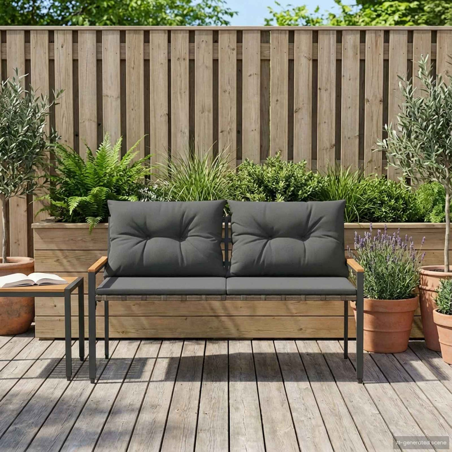 Utendørs benk 2 -Seater 116 x 67,5 x 72 cm polyrotting Mørkegrå