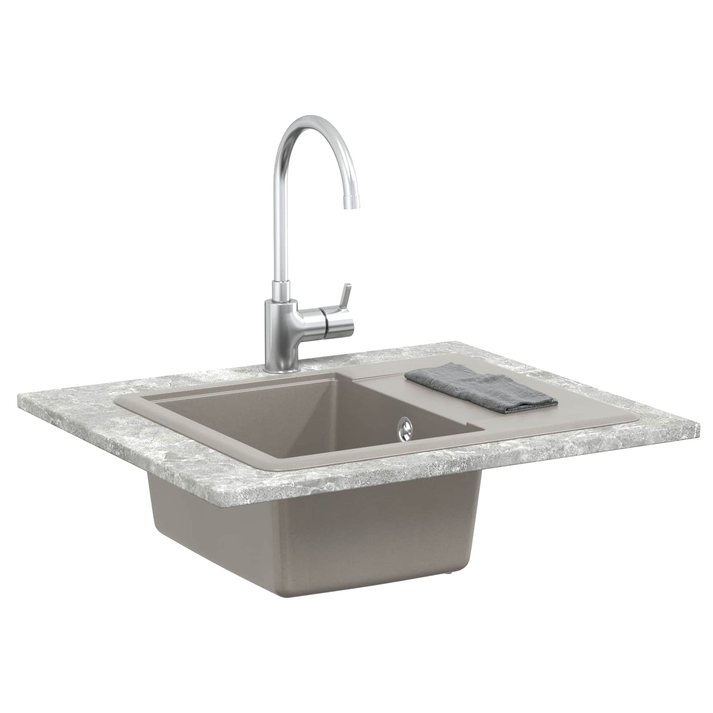 Vask Grå 560 x 460 mm 80% kvarts og 20% harpiks