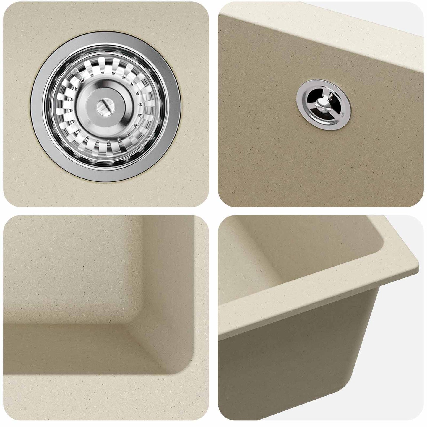 Vask 80% kvarts og 20% harpiks 530 x 460 mm Beige