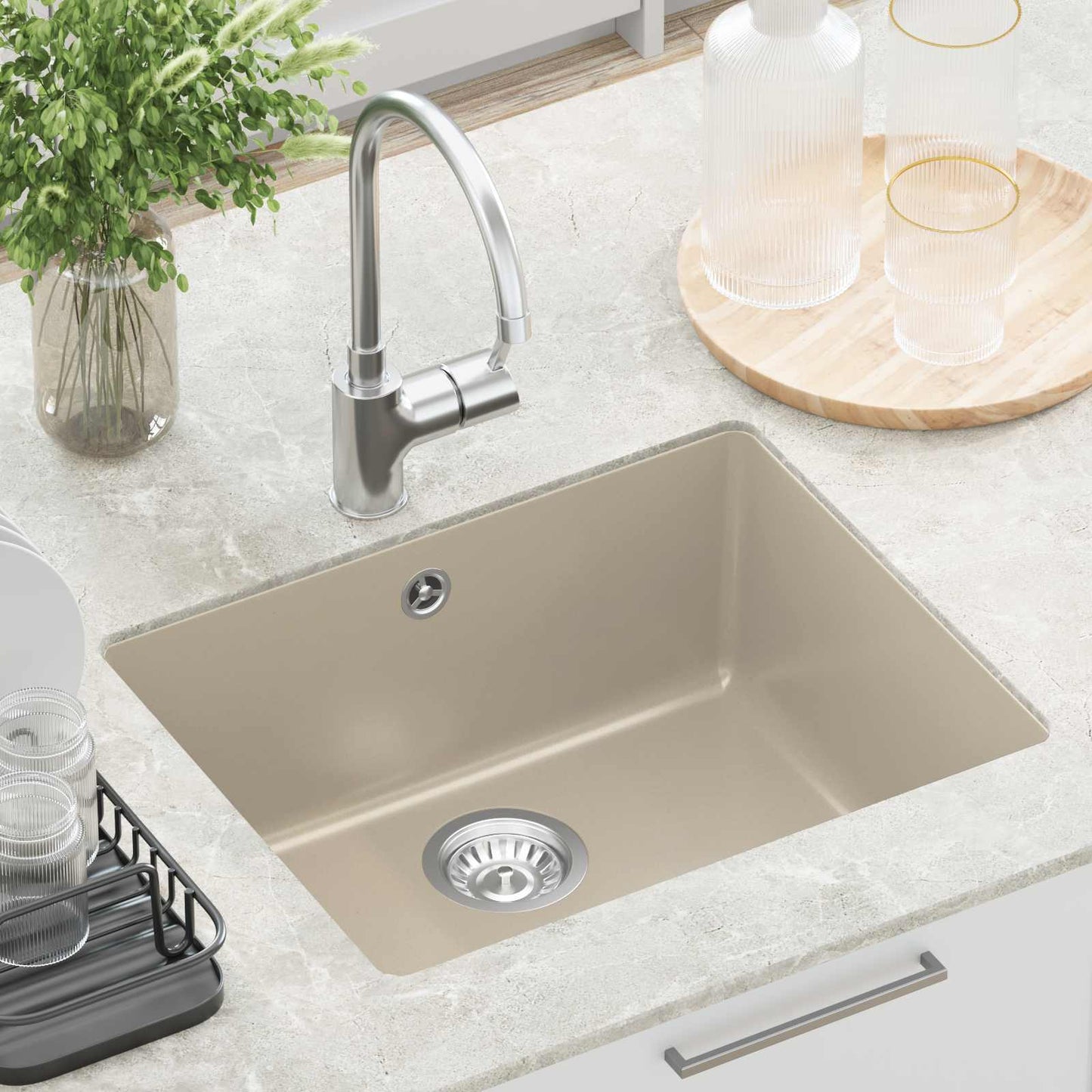 Vask 80% kvarts og 20% harpiks 530 x 460 mm Beige