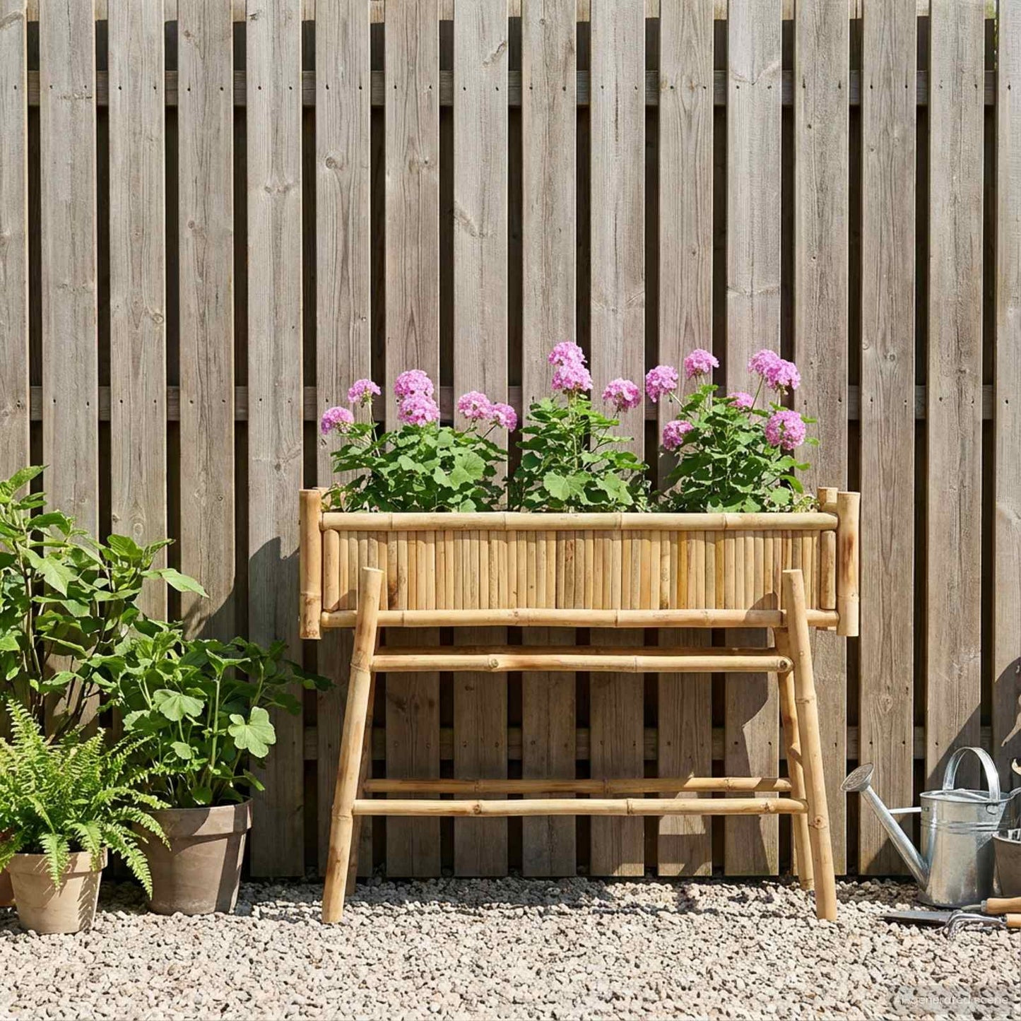 Hagepotte med holder Naturlig 100 x 38 x 74 cm Bambus vidaXL