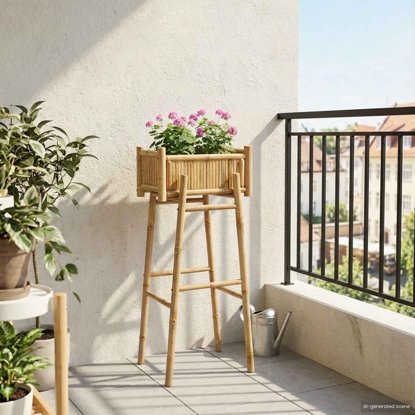 Hagepotte med holder Naturlig 50 x 38 x 114 cm Bambus vidaXL