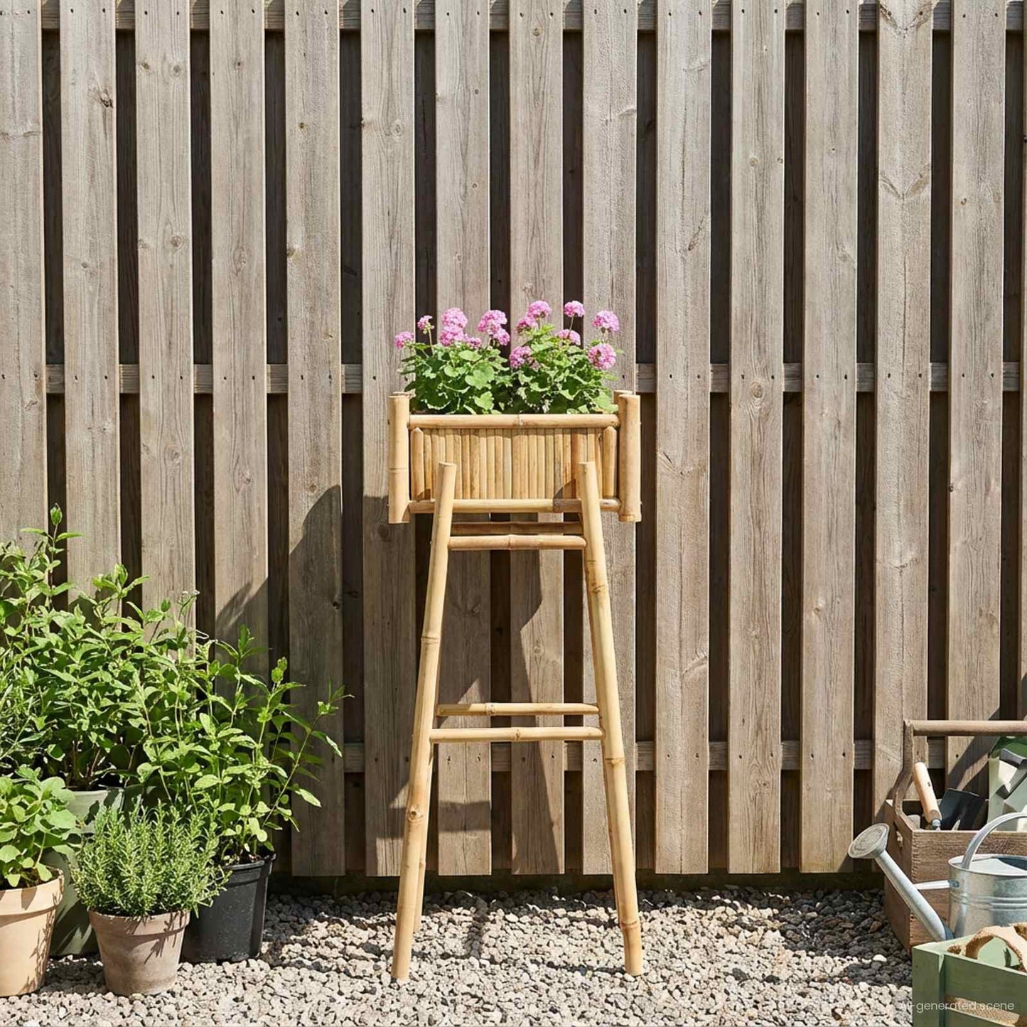 Hagepotte med holder Naturlig 50 x 38 x 114 cm Bambus vidaXL