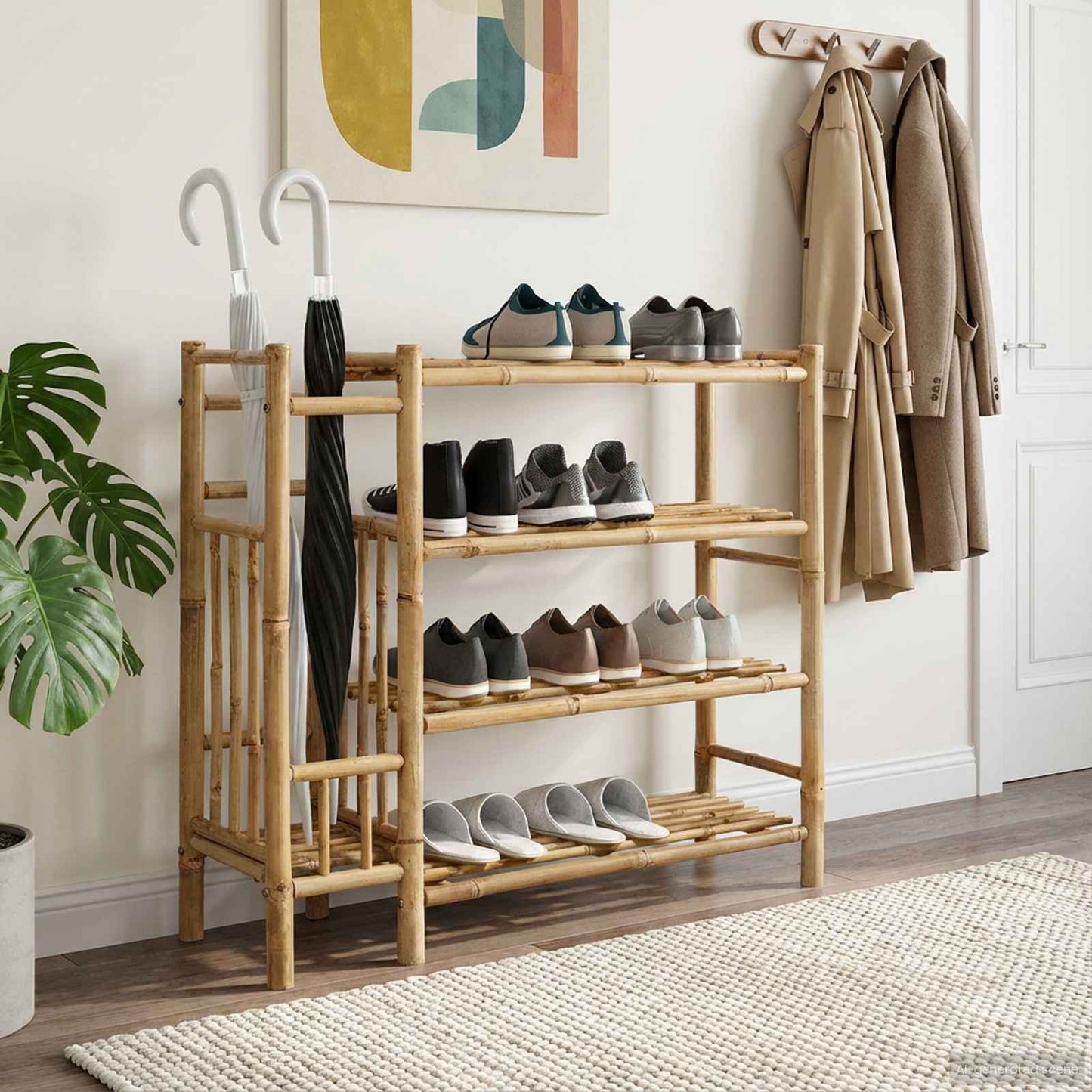 Sko Hylle med hylle med lagring Naturlig 88 x 27 x 80 cm Bambus vidaXL