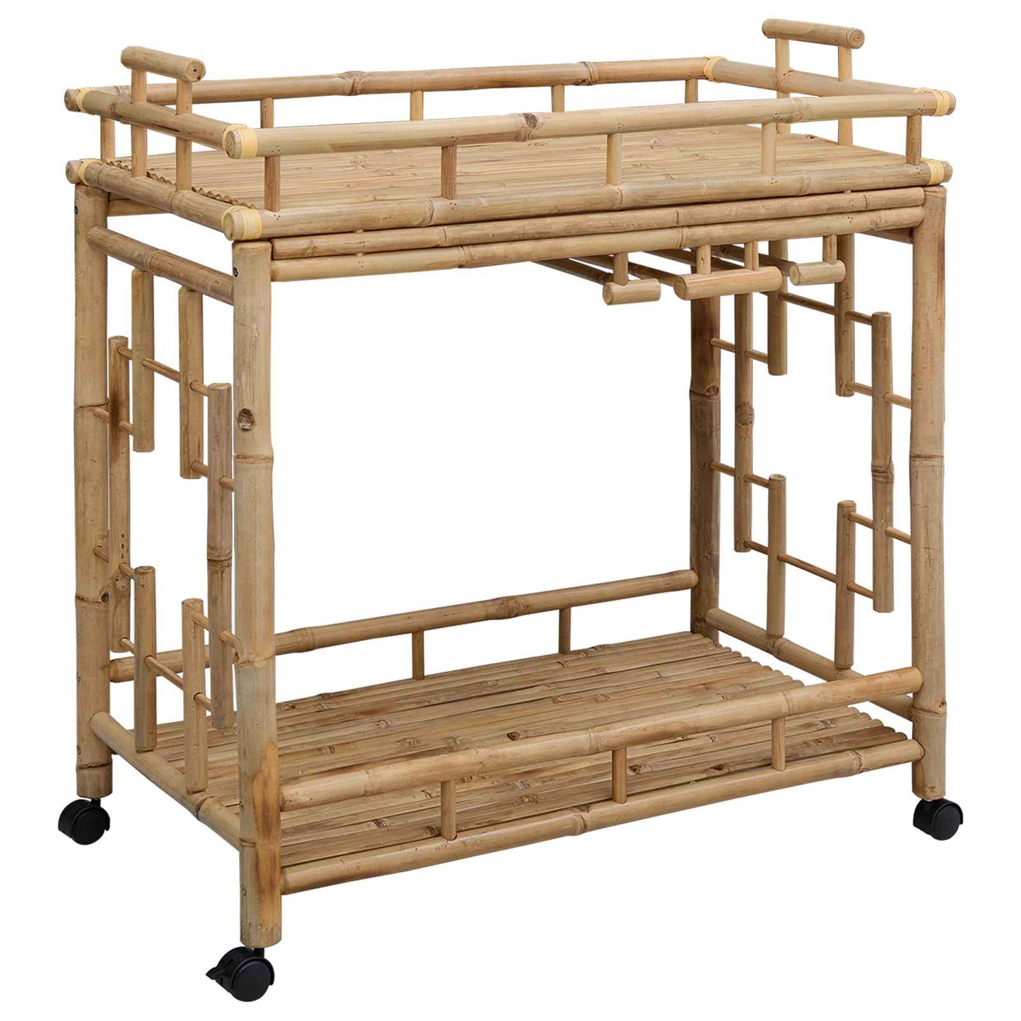 Vinstrolley med hjul Naturlig 85 x 50 x 93 cm Bambus vidaXL