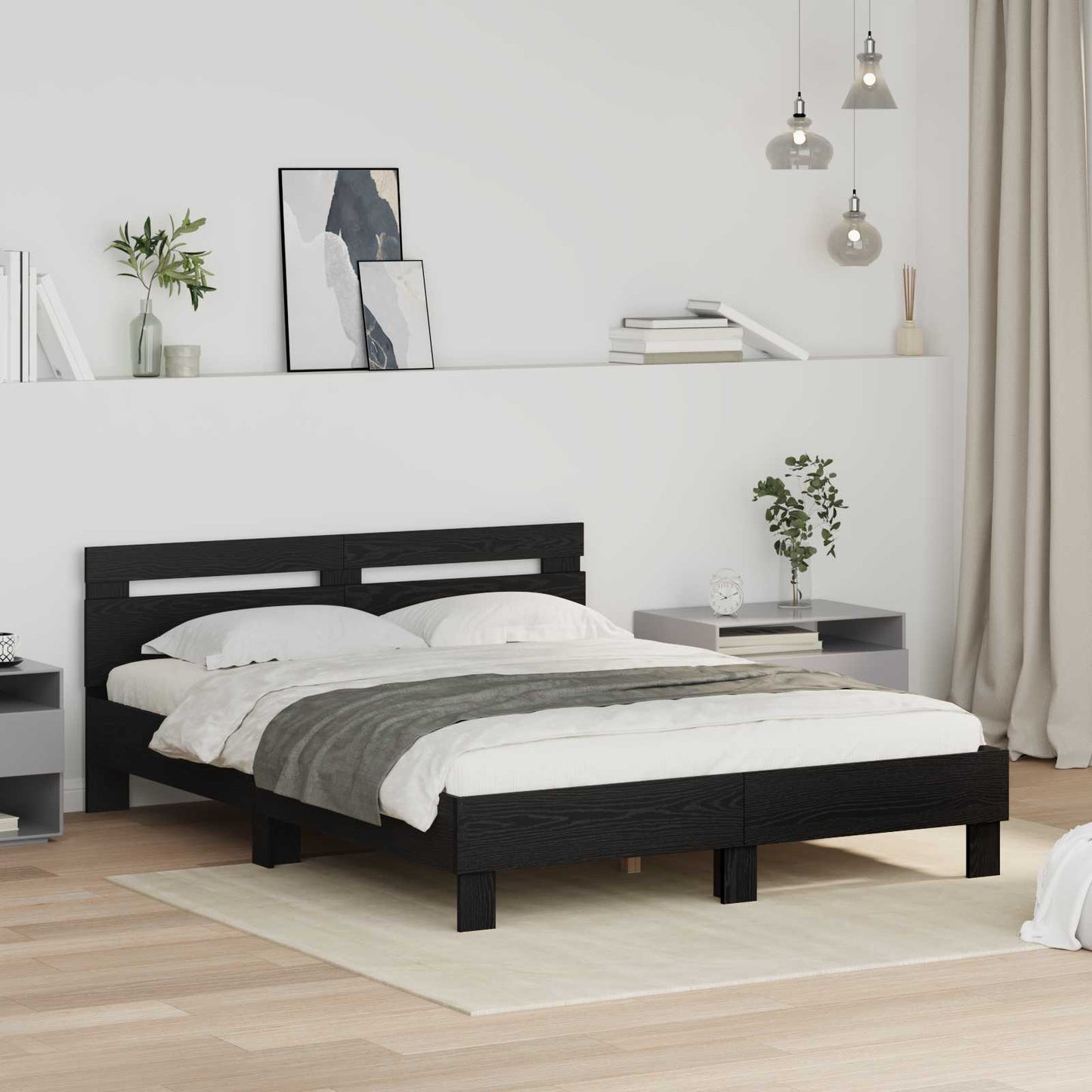 Sengestamme Svart Eik 120 x 200 cm Konstruert tre vidaXL
