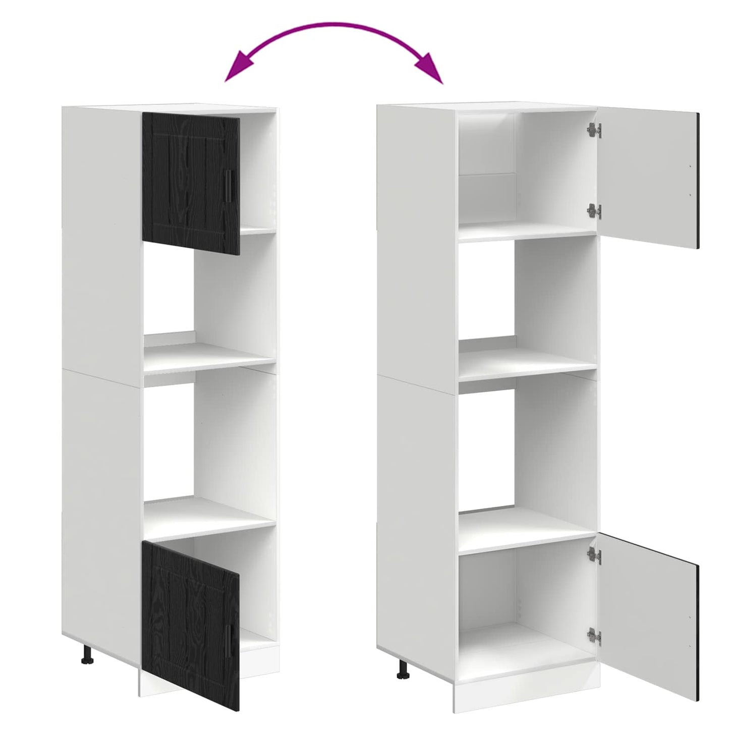 Ovnskap PORTO Svart Eik 60 x 57 x 207 cm Konstruert tre