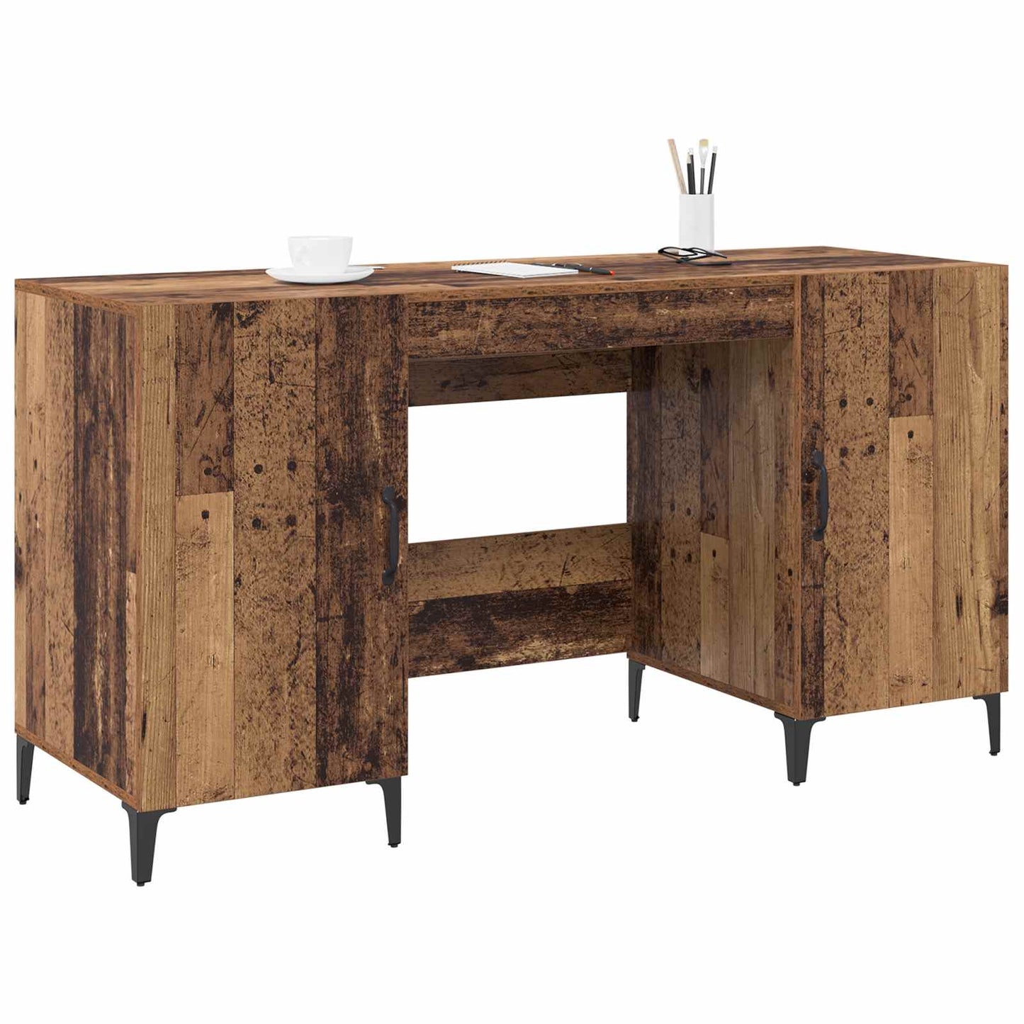 Skrivebord med dør Gammelt tre 140 x 50 x 75 cm Konstruert tre