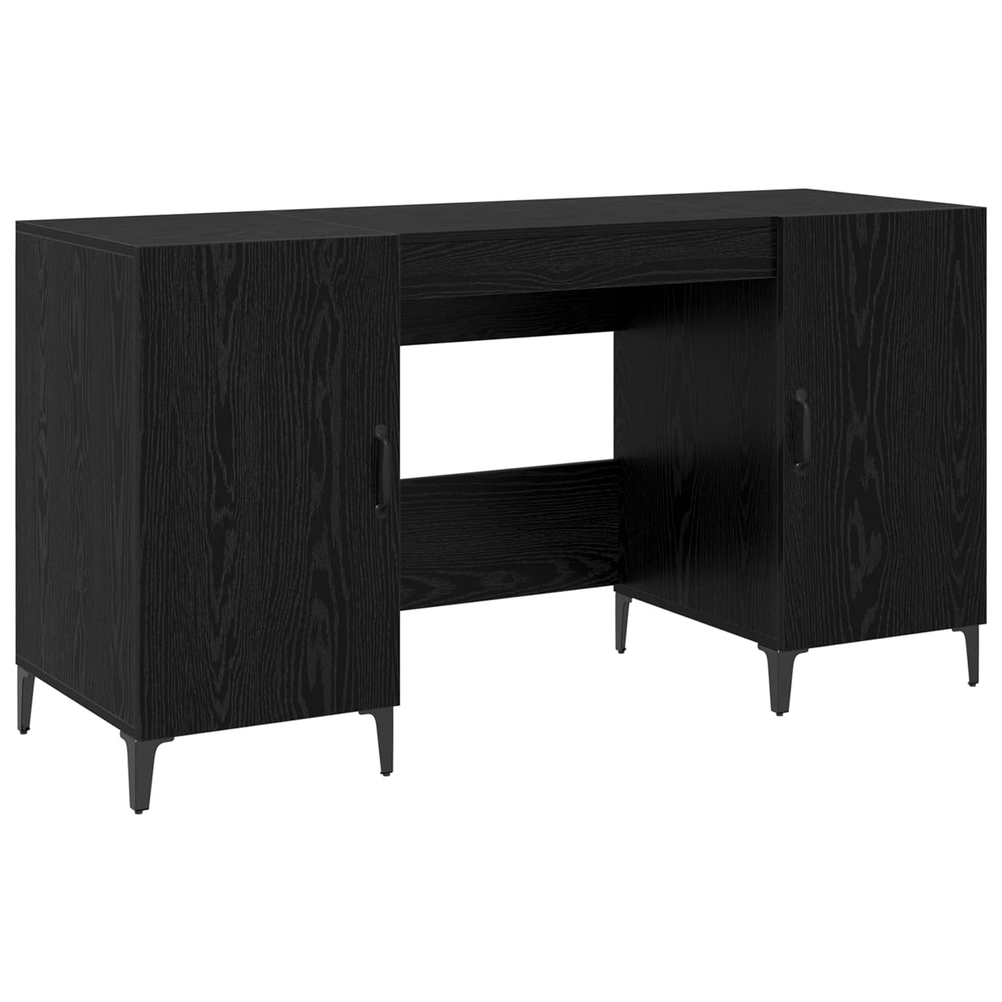 Skrivebord med dør Svart Eik 140 x 50 x 75 cm Konstruert tre