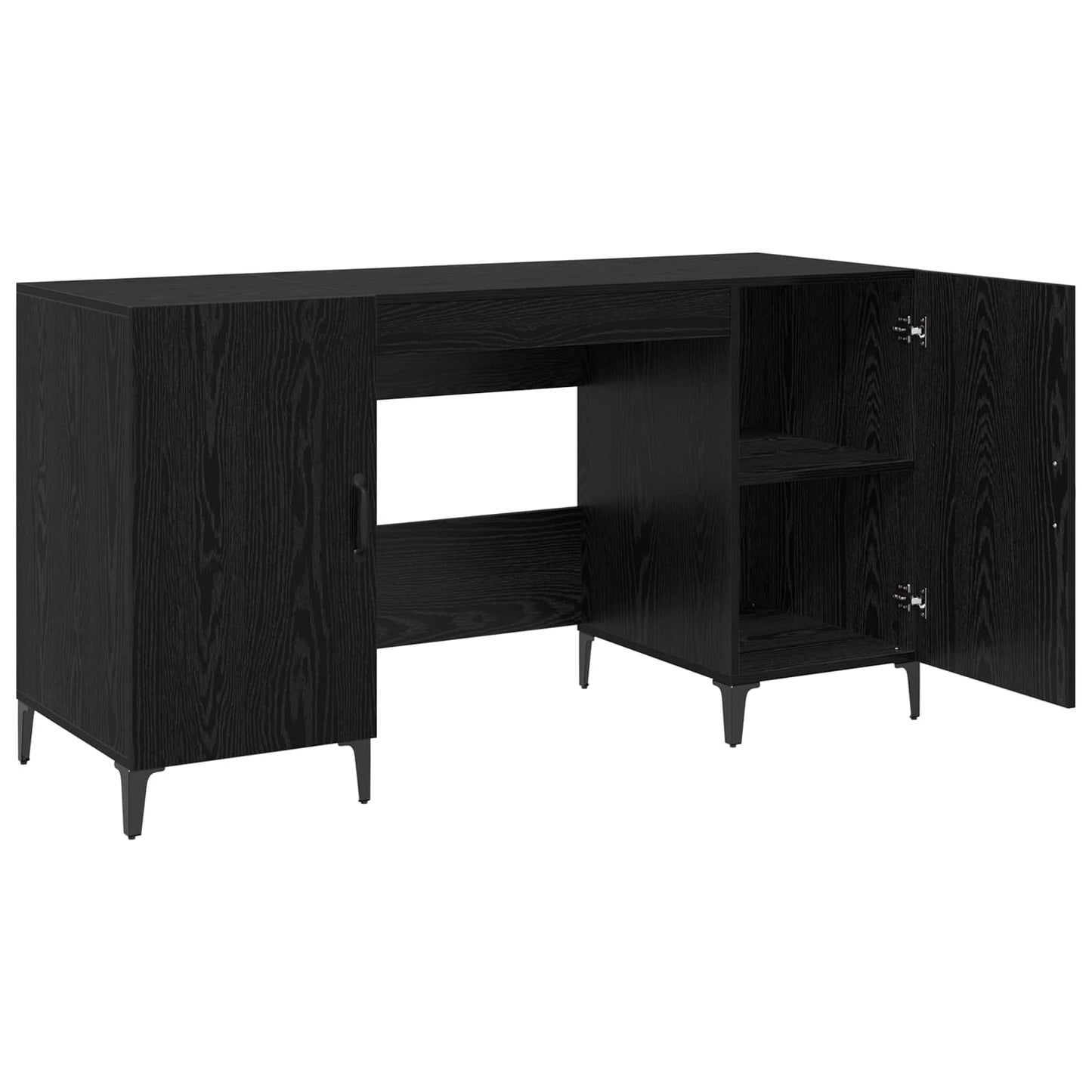 Skrivebord med dør Svart Eik 140 x 50 x 75 cm Konstruert tre