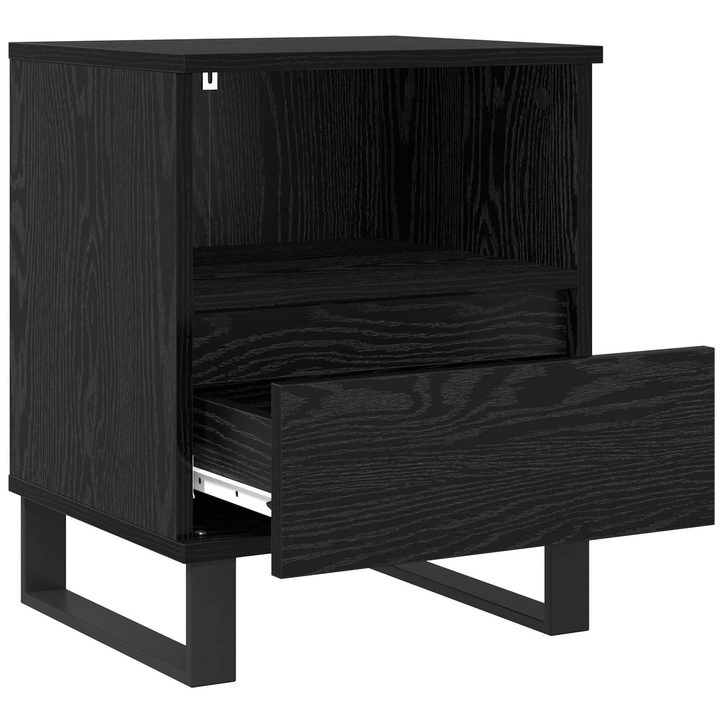 Sengeskap med skuff Svart Eik 40 x 35 x 50 cm Konstruert tre