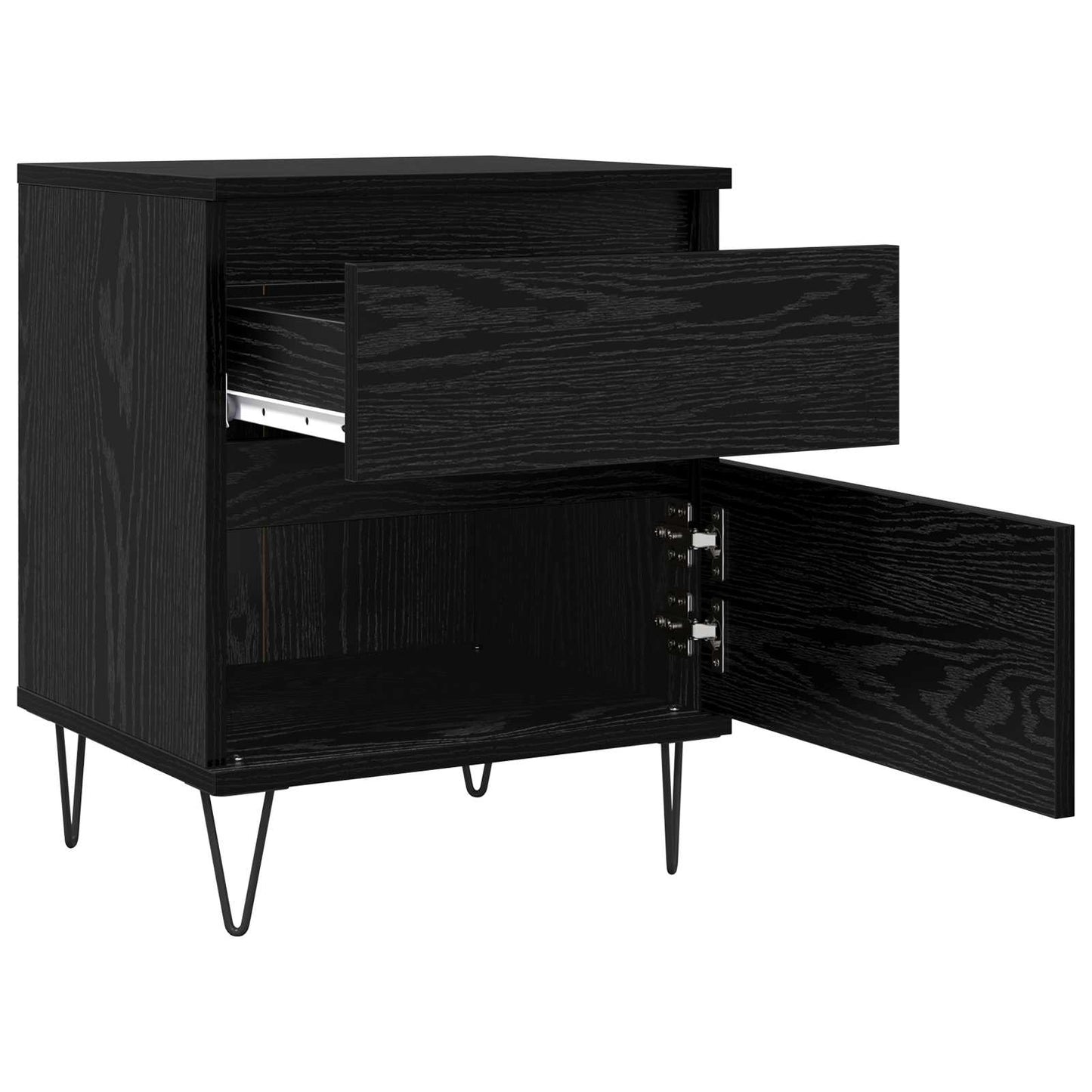 Sengeskap med skuff Svart Eik 40 x 35 x 50 cm Konstruert tre