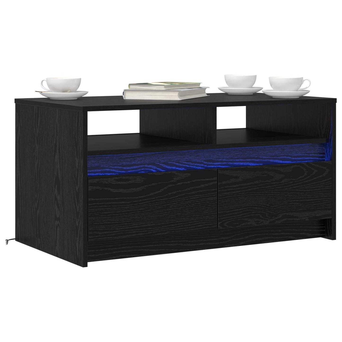 Kaffebord med skuff Svart Eik 90 x 50 x 45 cm Konstruert tre vidaXL