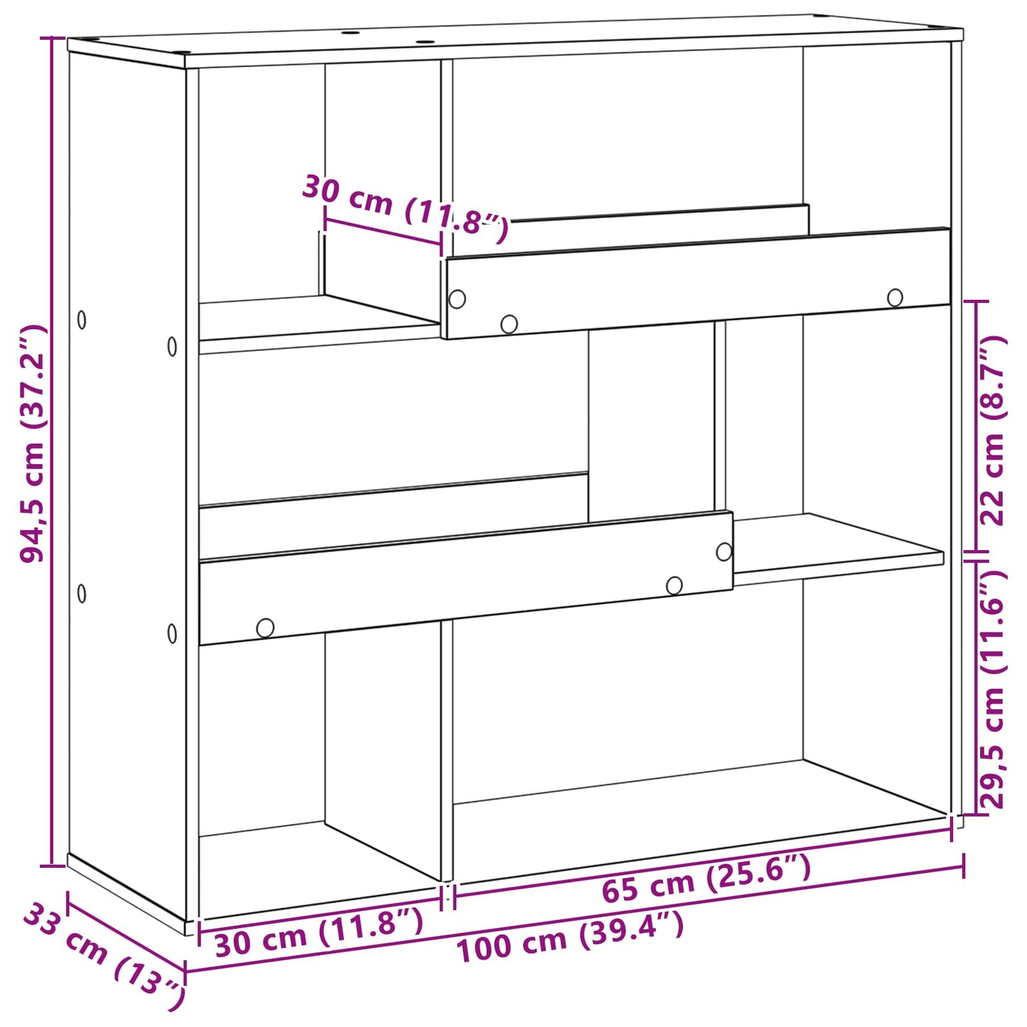 Bokhylle Svart Eik 100 x 33 x 94,5 cm Konstruert tre