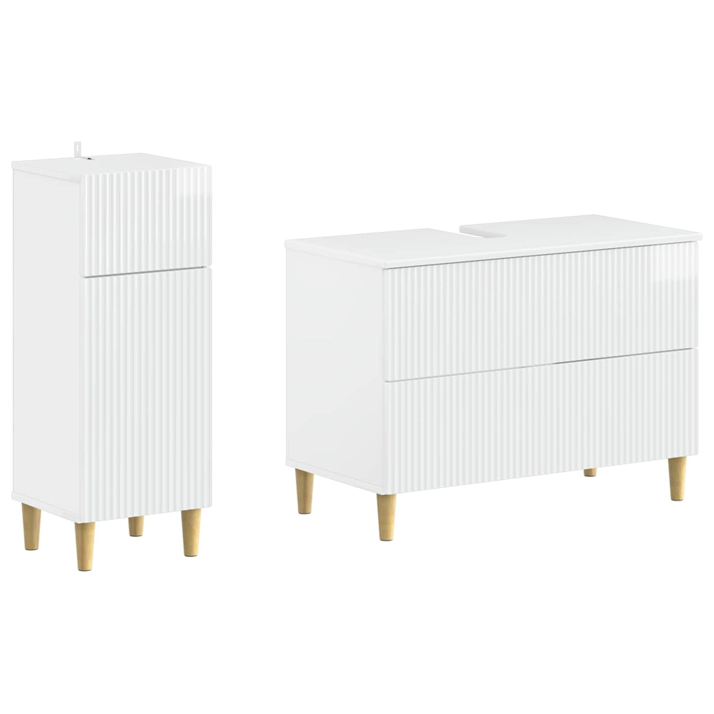 2-delt baderomsskapsett ARNHEM Høgglans hvit Konstruert tre